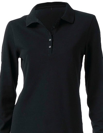 Poloshirt HEINE "Poloshirt", Damen, Gr. 40, schwarz, 95% Baumwolle, 5% Elasthan, unifarben, Shirts 3