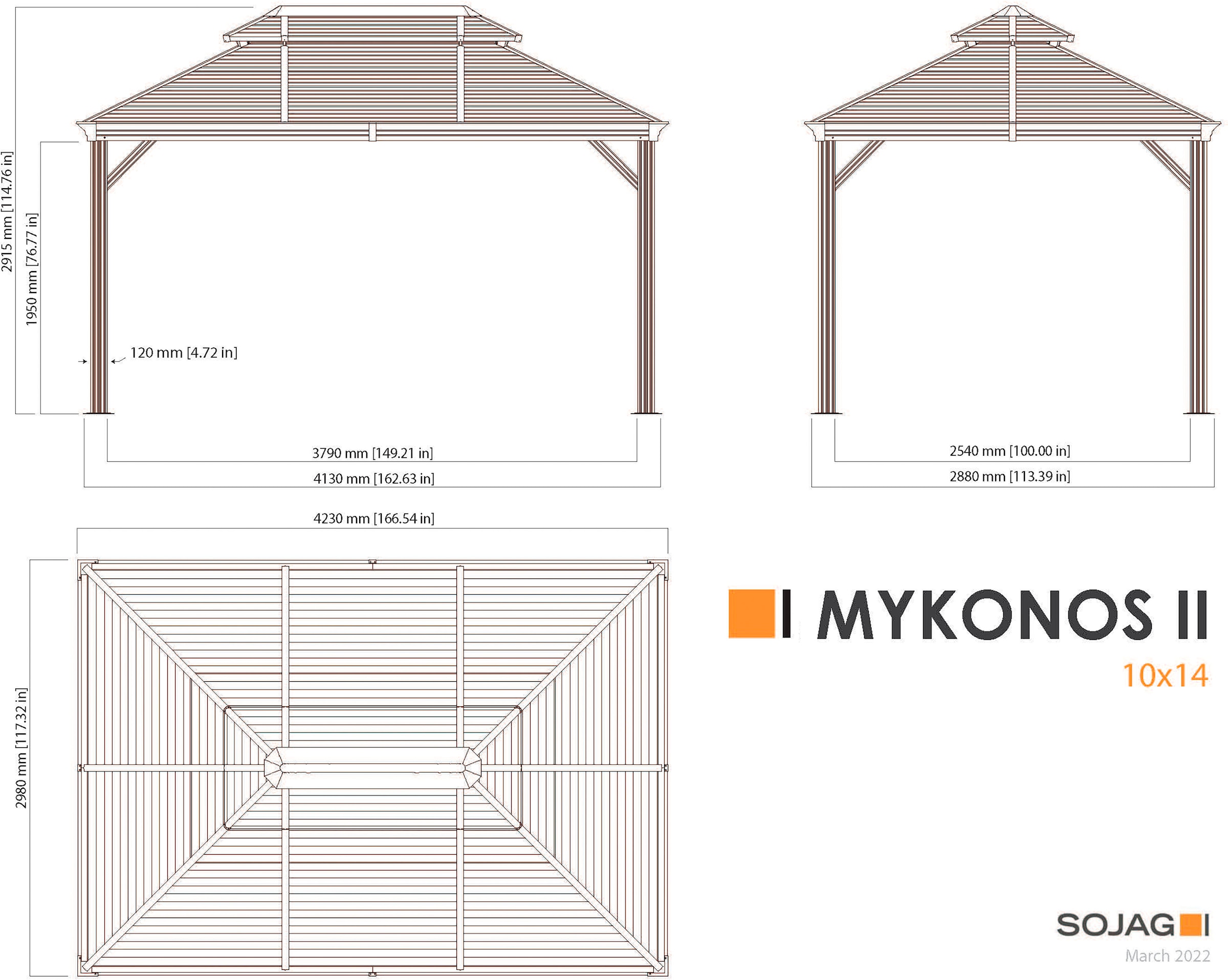 Sojag Pavillon »Mykonos«, (Set), BxTxH: 423x298x291 cm, inkl. Westmann Heizstrahler und Moskitonetz