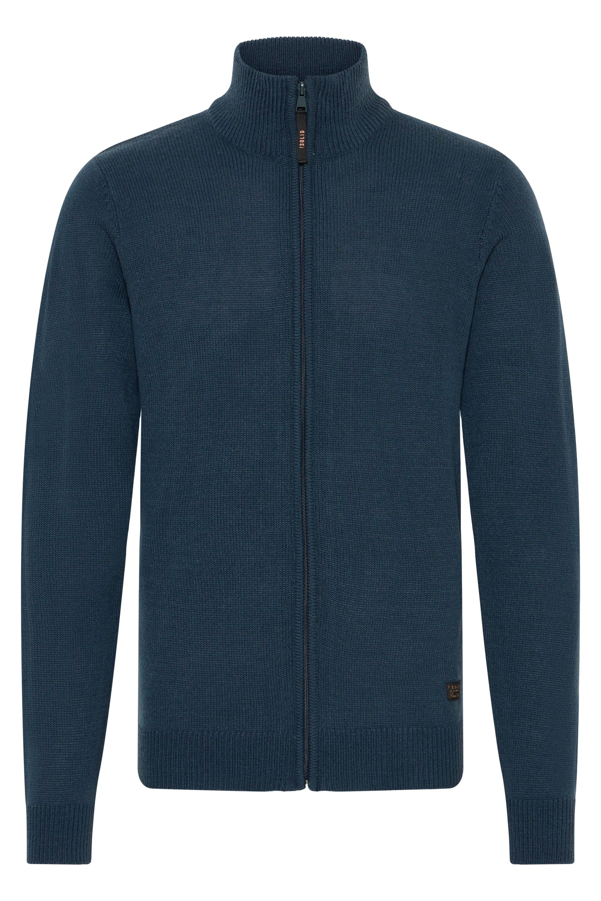 SOLID Herren Strickjacke "Trainingsjacke SDBABAL", blau, Gr. M, Obermaterial: 100% Polyacryl PAN., Strickjacken