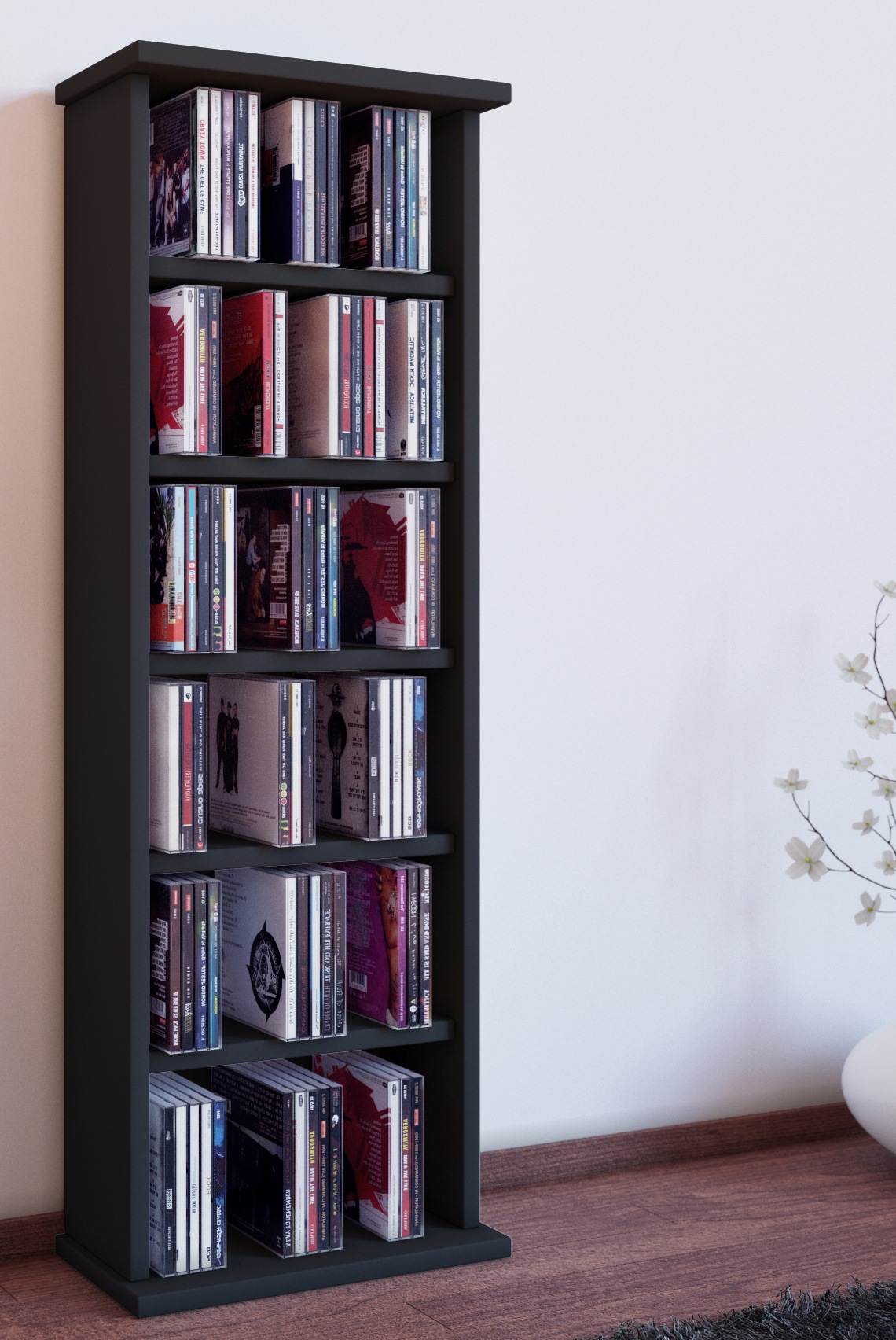 VCM Media-Regal »VCM CD Regal Holz | CD Regal mit Platz für 150 CDs oder 65 DVDs oder 36-Videos | Maße: H. 92 x B. 31 x T. 18 cm | elegantes DVD Regal stehend | Blu ray Regal fürs Wohnzimmer | CD Regal | Vostan«