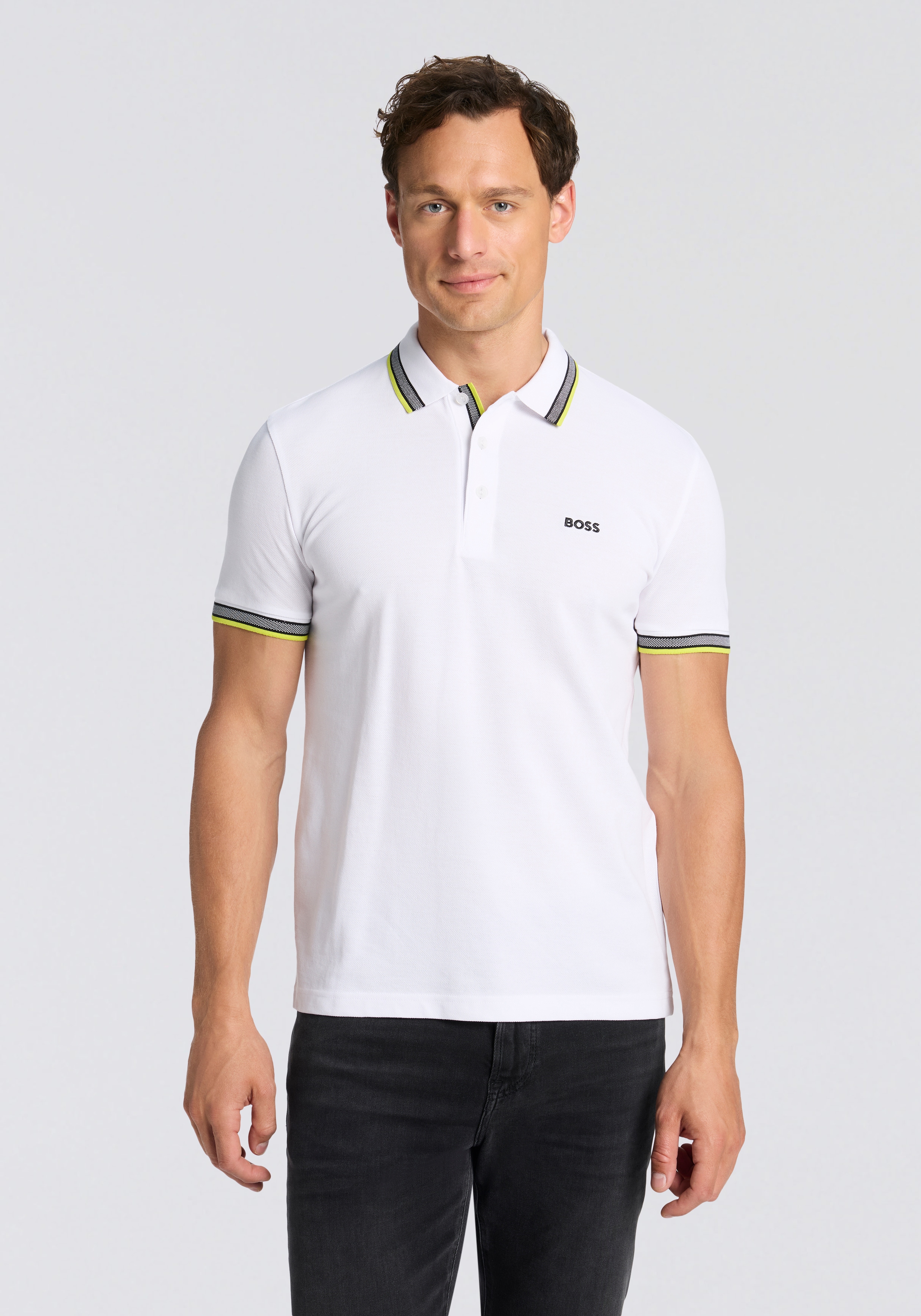 BOSS GREEN Poloshirt "Paddy Regular Fit" atmungsaktive Piqué-Webstruktur, Flachstrickkragen, gerader Schnitt