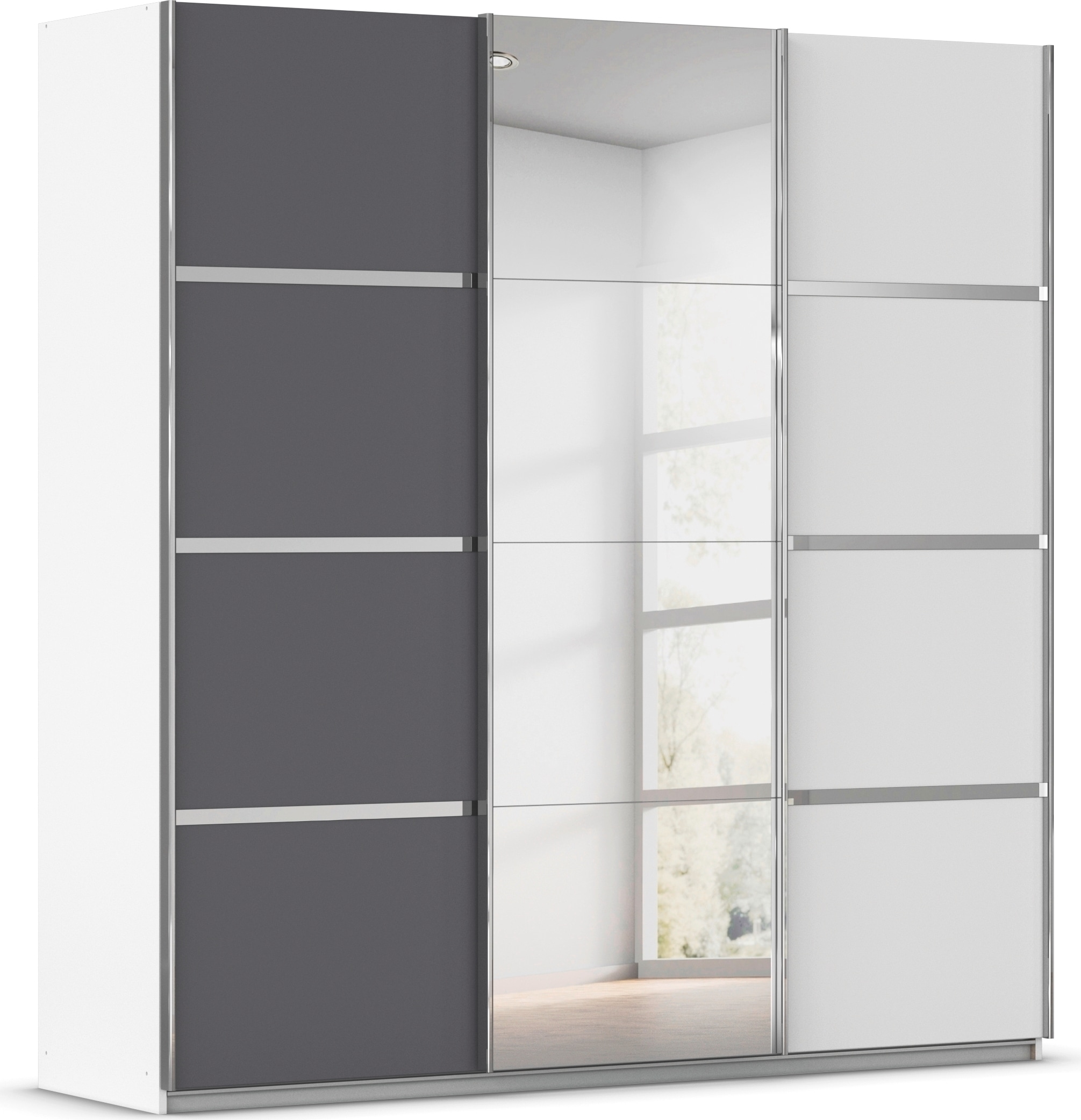 OTTO home Kleiderschrank "Mehrzweckschrank Aktenschrank Möbel Mietswohnung Schlafzimmer AVOLA" 3 verschiedene Ausstattungen BASIC/CLASSIC/PREMIUM (inkl. SOFT-CLOSE), mit eleganten Zierleisten in Chrom, Schwarz oder Weiß MADE IN GERMANY