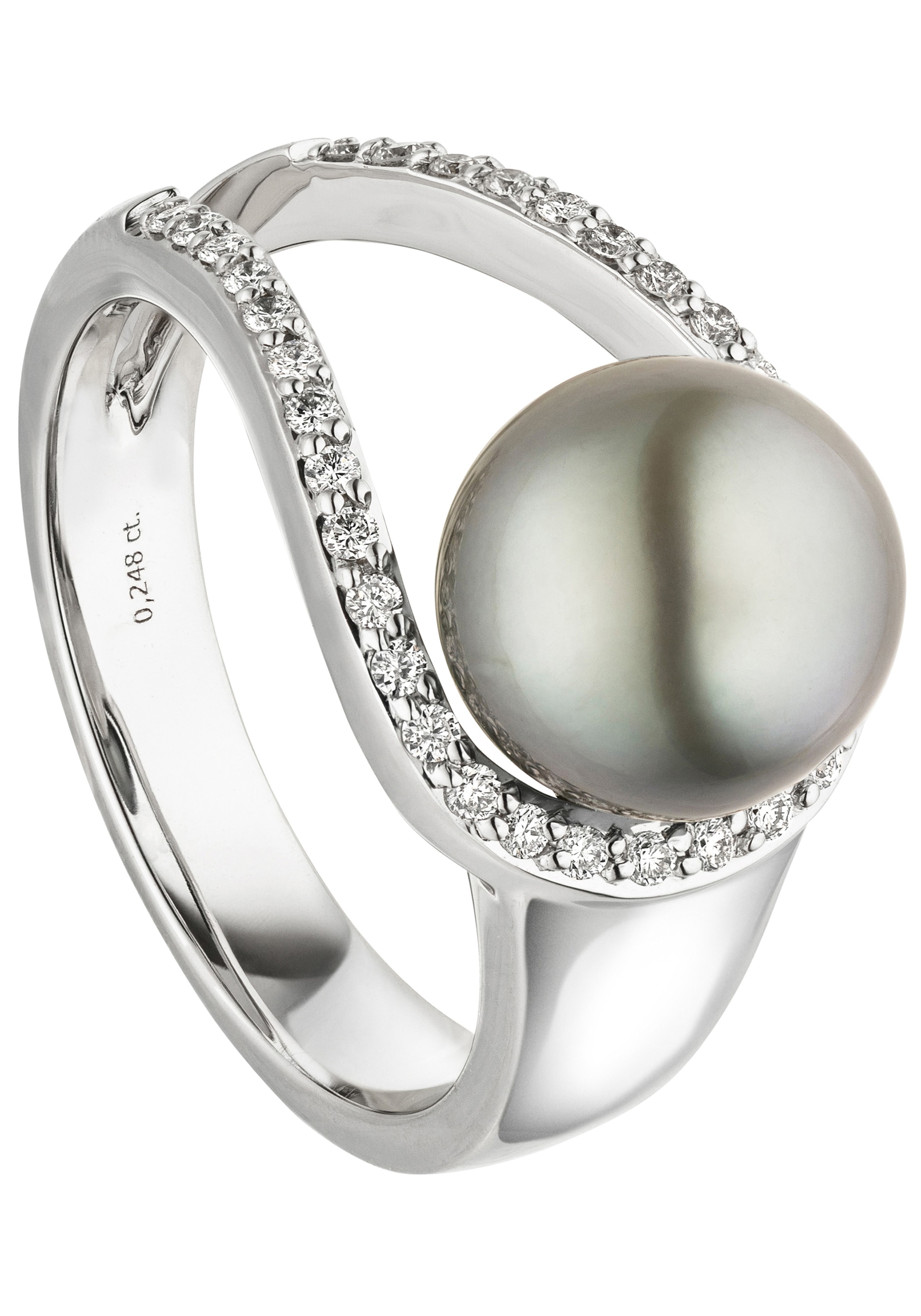 Diamanten Zuchtperle 33 und mit JOBO für kaufen Weißgold BAUR Tahiti- Fingerring »Perlenring«, | 585