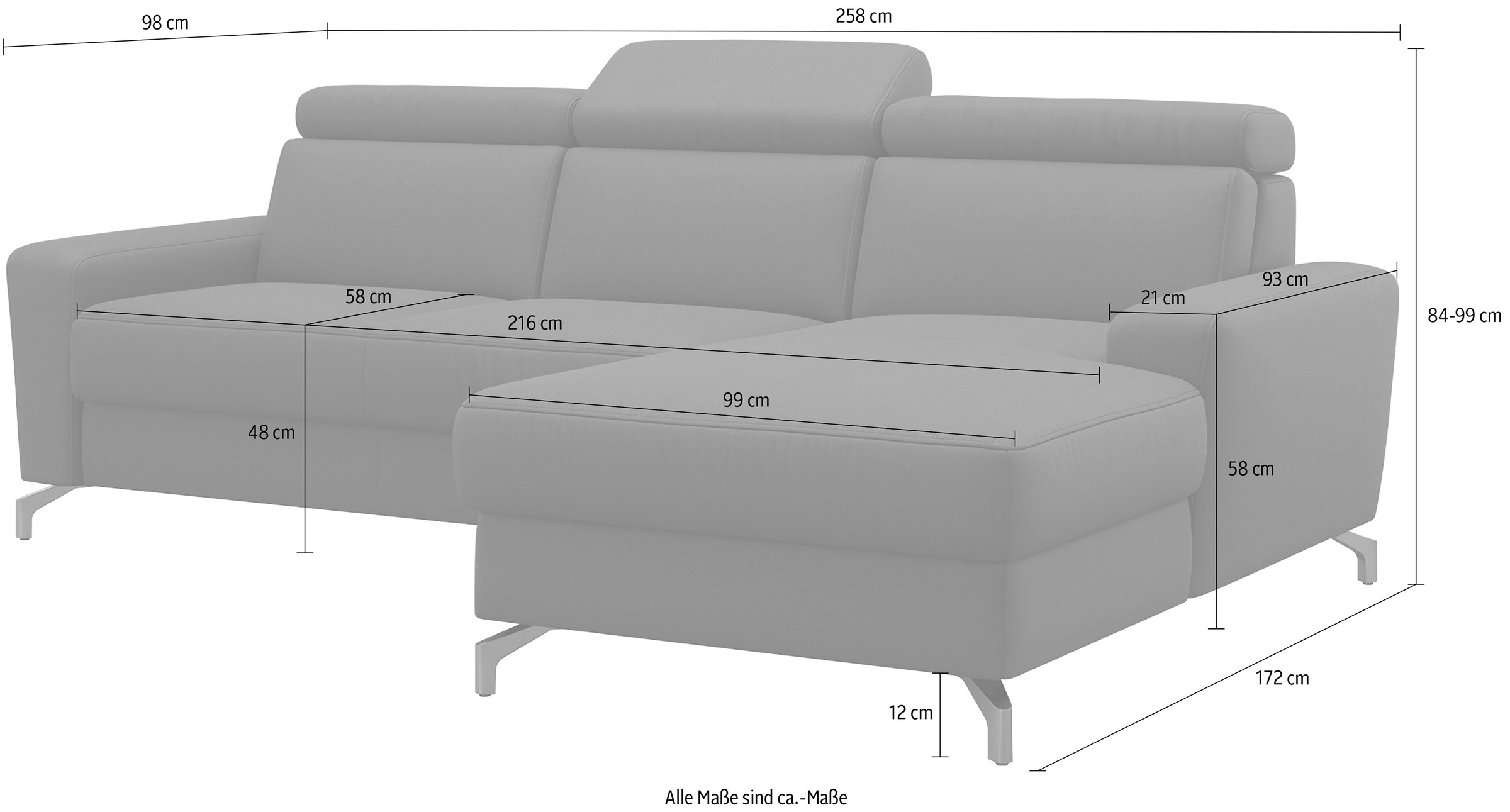sit&more Ecksofa »Scarlett L-Form«, inklusive Kopfteilverstellung, wahlweise mit Bettfunktion, Bettkasten