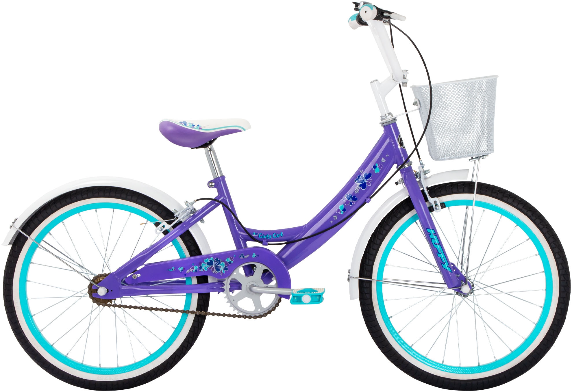 HUFFY Kinderfahrrad "Girly Girl 20-Zoll Kinderfahrrad", 28cm, 20 Zoll (50,80cm) hinten: 20 Zoll (50,80cm)lila, Fahrräder