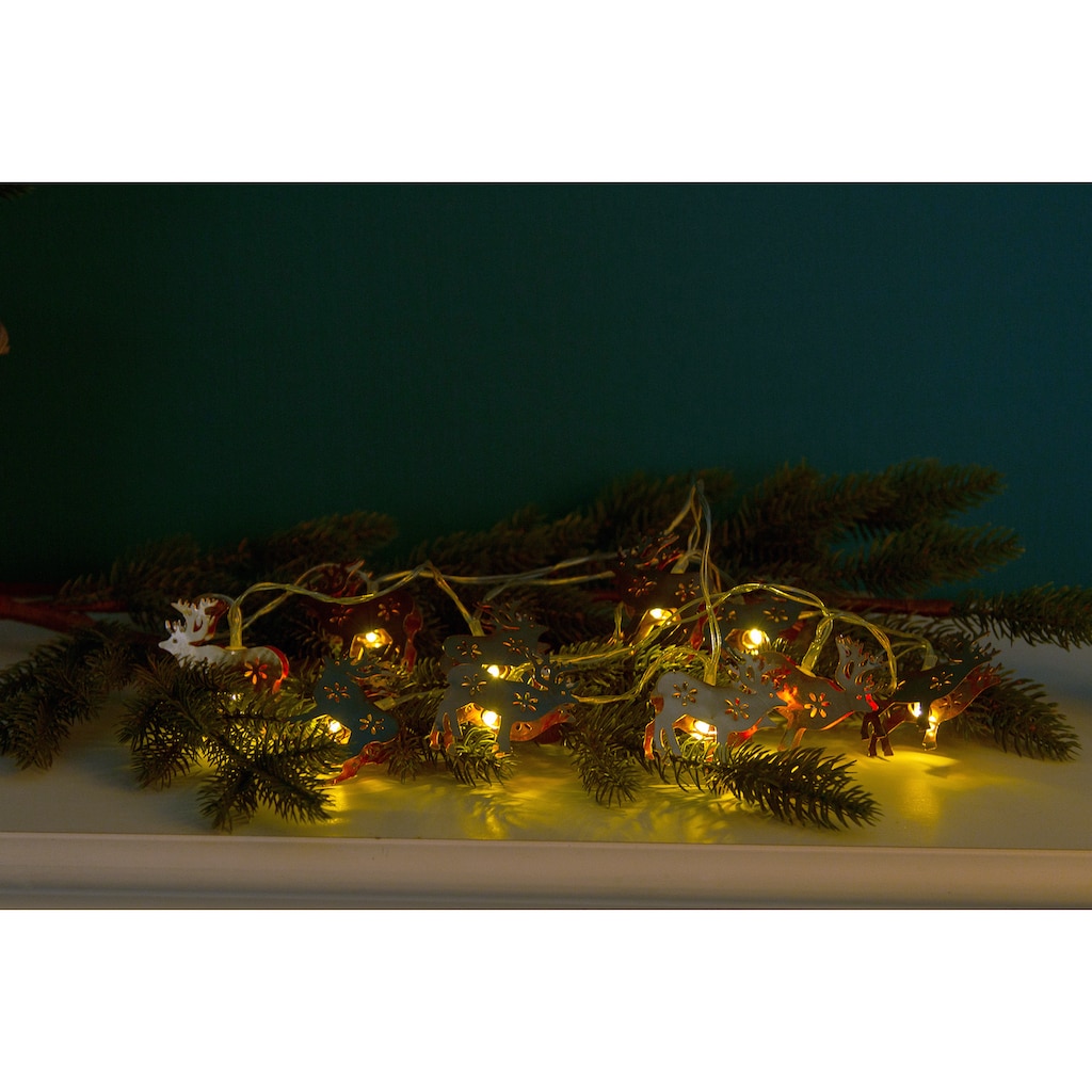 Myflair Möbel & Accessoires LED-Lichterkette »Weihnachtsdeko«, mit Rentieren, mit 10 LEDs, Länge ca. 150 cm