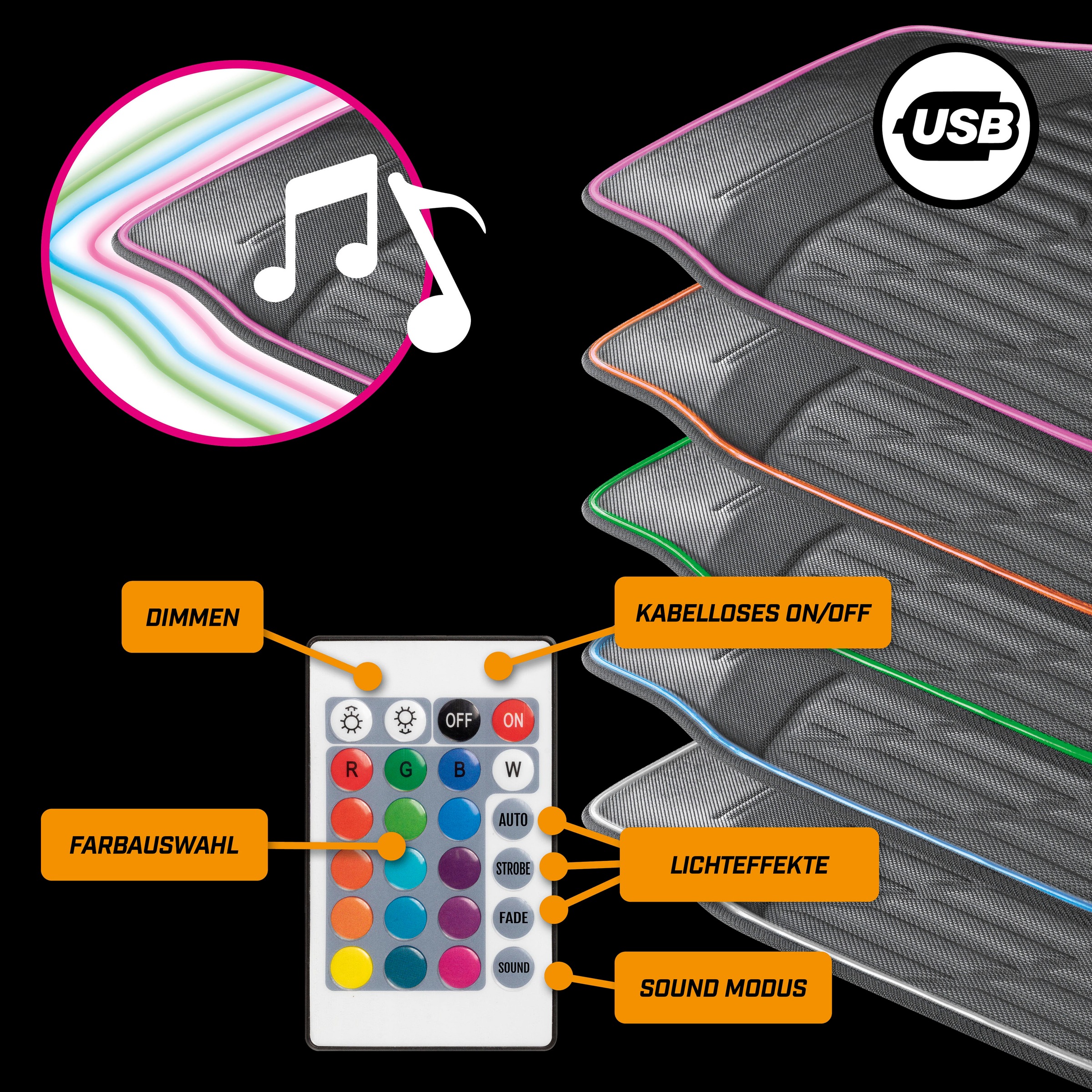 Farbauswahl mit (Set, | 2 BAUR Auto-Fußmatten CarComfort »LED Glow«, St.), online verschiedener bestellen