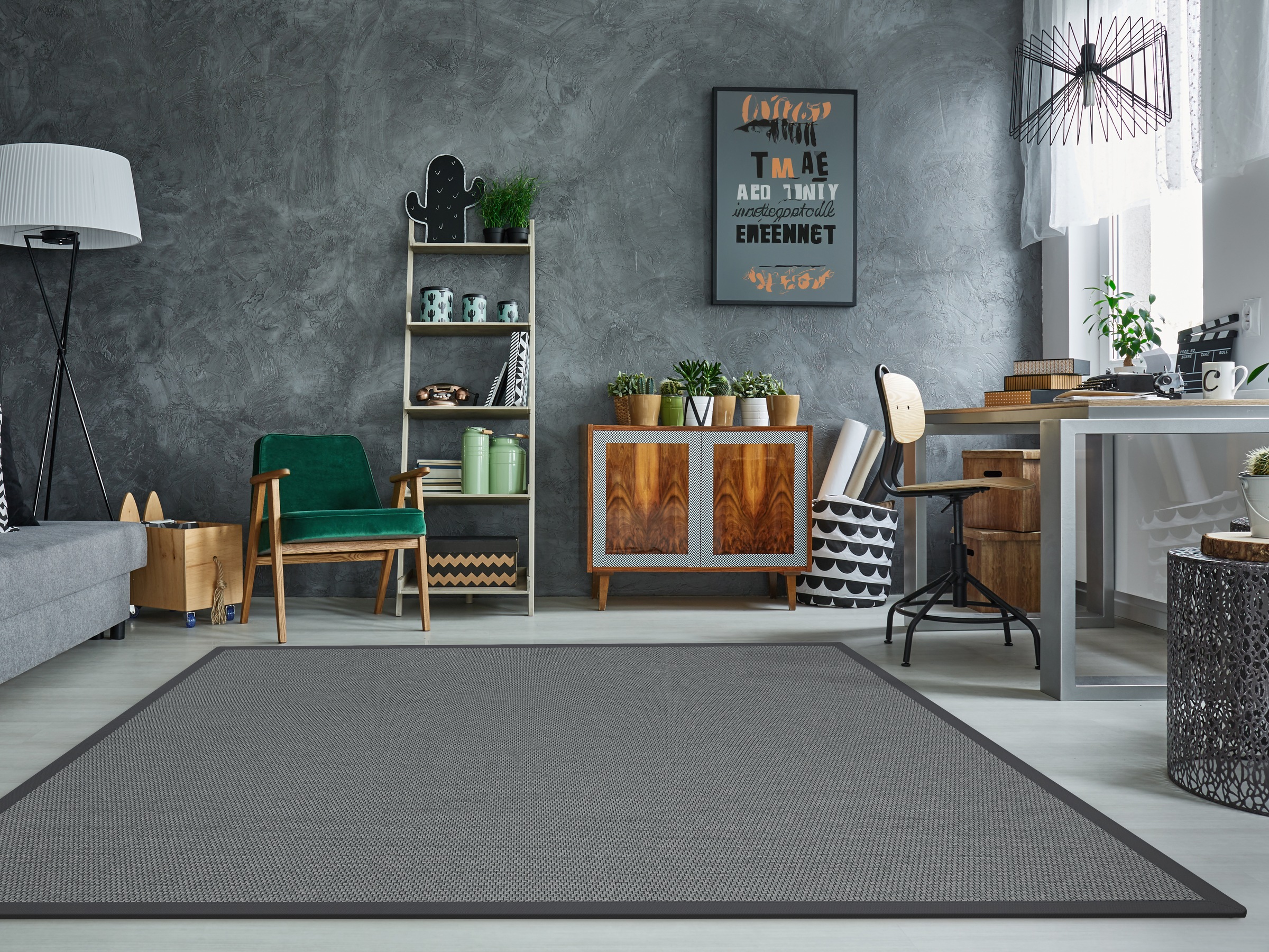 Dekowe "Naturana Panama" rechteckig 8 mm Höhe Flachgewebe, meliert, Sisal-Optik, mit Bordüre, Wohnzimmer