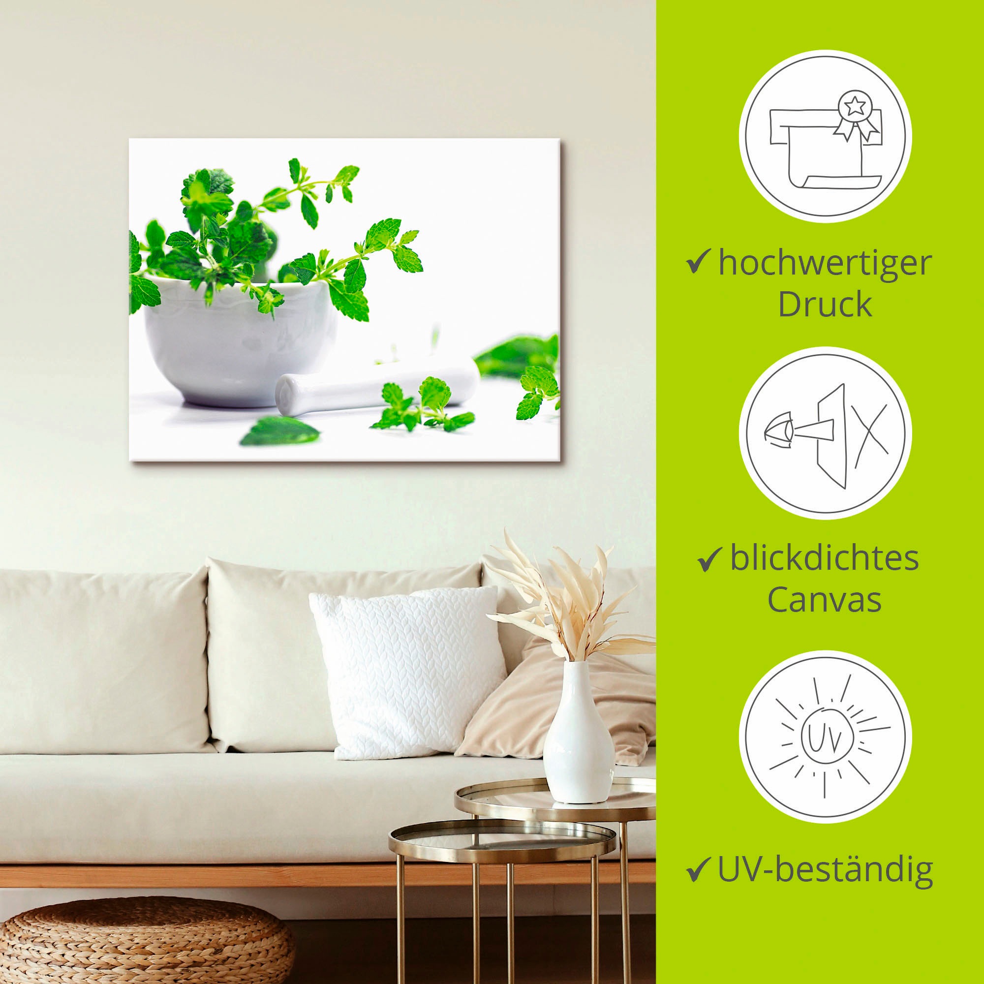 Artland Wandbild »Melissa officinalis«, Lebensmittel, (1 St.), als Leinwandbild, Poster in verschied. Größen