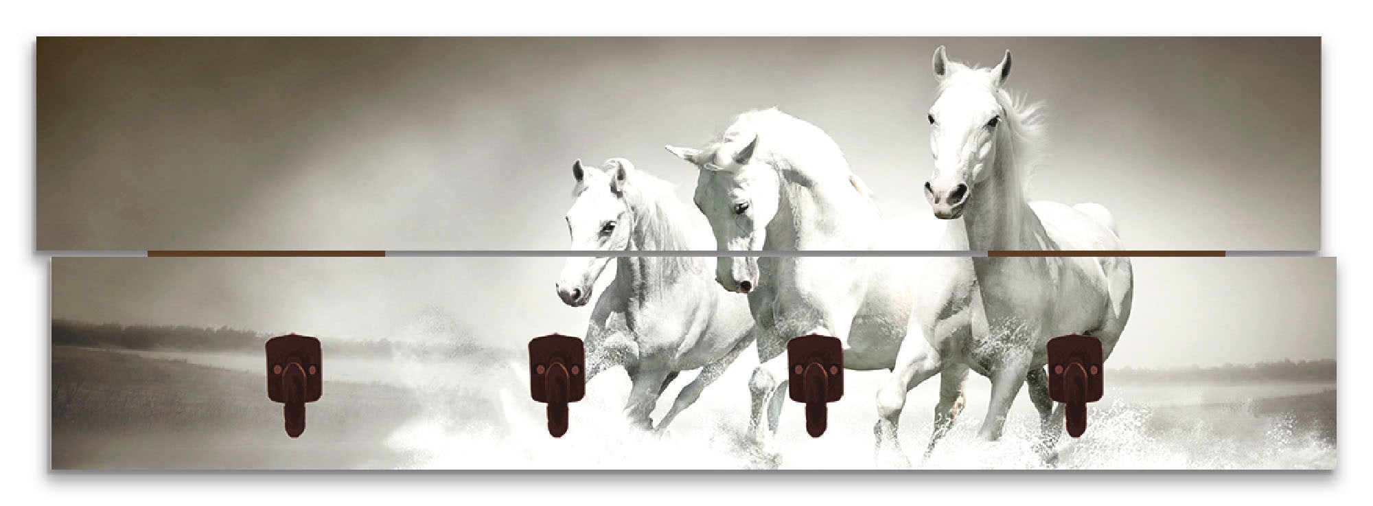Garderobenleiste »Herde von weißen Pferden«, teilmontiert