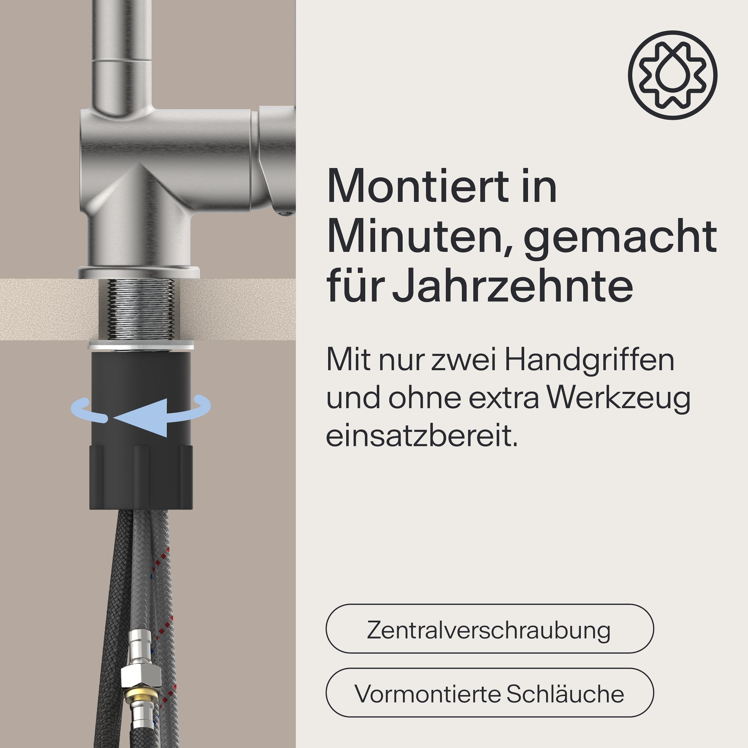 WASSERWERK Spültischarmatur »WK 4, Wasserhahn, Küche, Einhebelmischer« 360° schwenkbar, Cold-Start-Funkt., herausziehbar