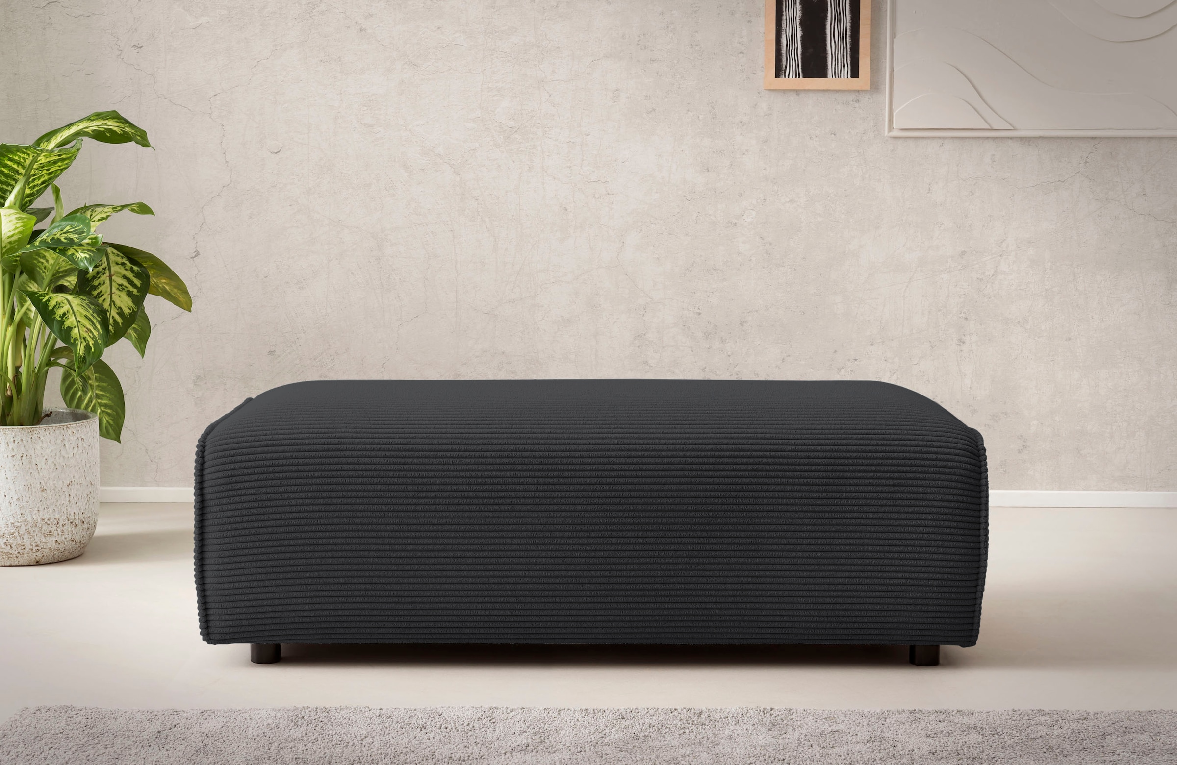 LeGer Home by Lena Gercke Hocker "PIARA, Polsterhocker mit Kedernaht, Cord, günstig online kaufen