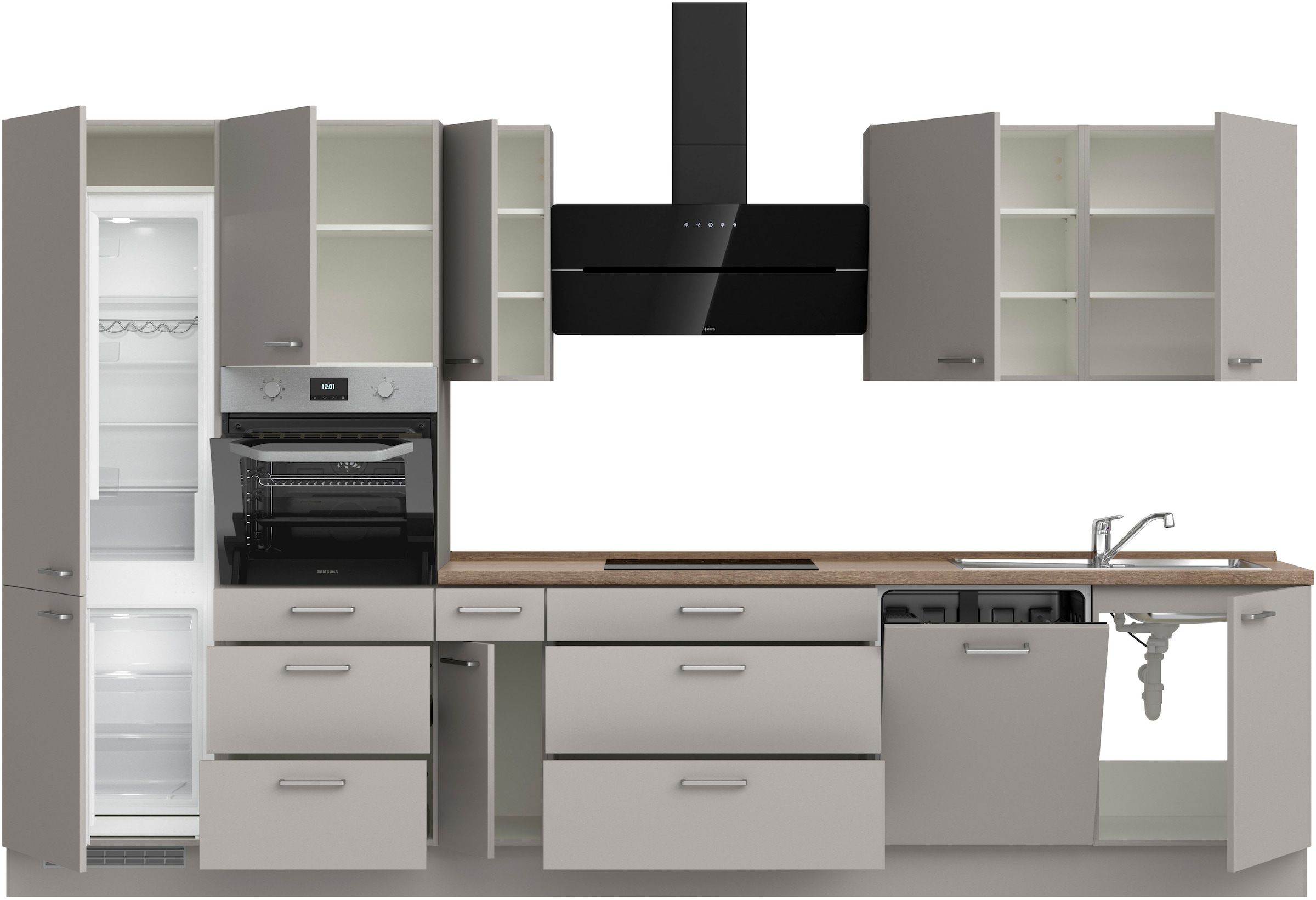 nobilia® Küchenzeile »"Touch II"«, vormontiert, Ausrichtung wählbar, Breite 360 cm, wahlw. mit E-Geräten