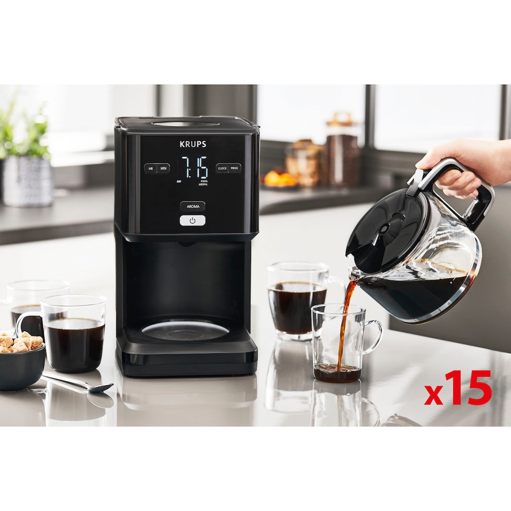 Krups Filterkaffeemaschine »KM6008 Smart'n Light«, 24-Stunden-Timer, automatische Abschaltung nach 30 Minuten, großes Digital-Display, großer Brühkopf für perfektes Brühen, Aroma-Funktion, Anti-Tropf-System