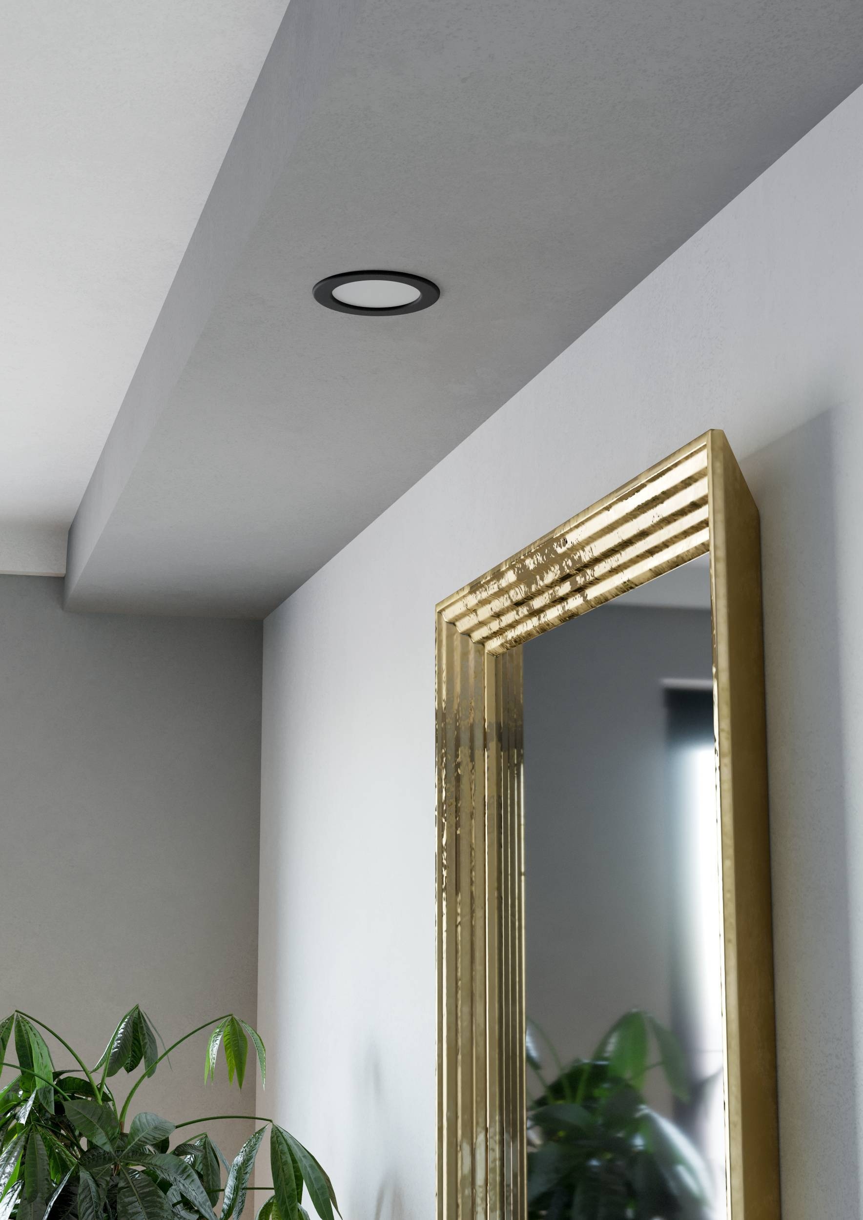 EGLO Einbauleuchte »Fueva 6-Z Deckenlampe, ZigBee, App und Sprachsteuerung, Badlampe, IP44« LED-Modul 1 Stk. Kaltweiß | RGB Einbauleuchte - Ø12 x ET40 cm - schwarz - 5W inkl.