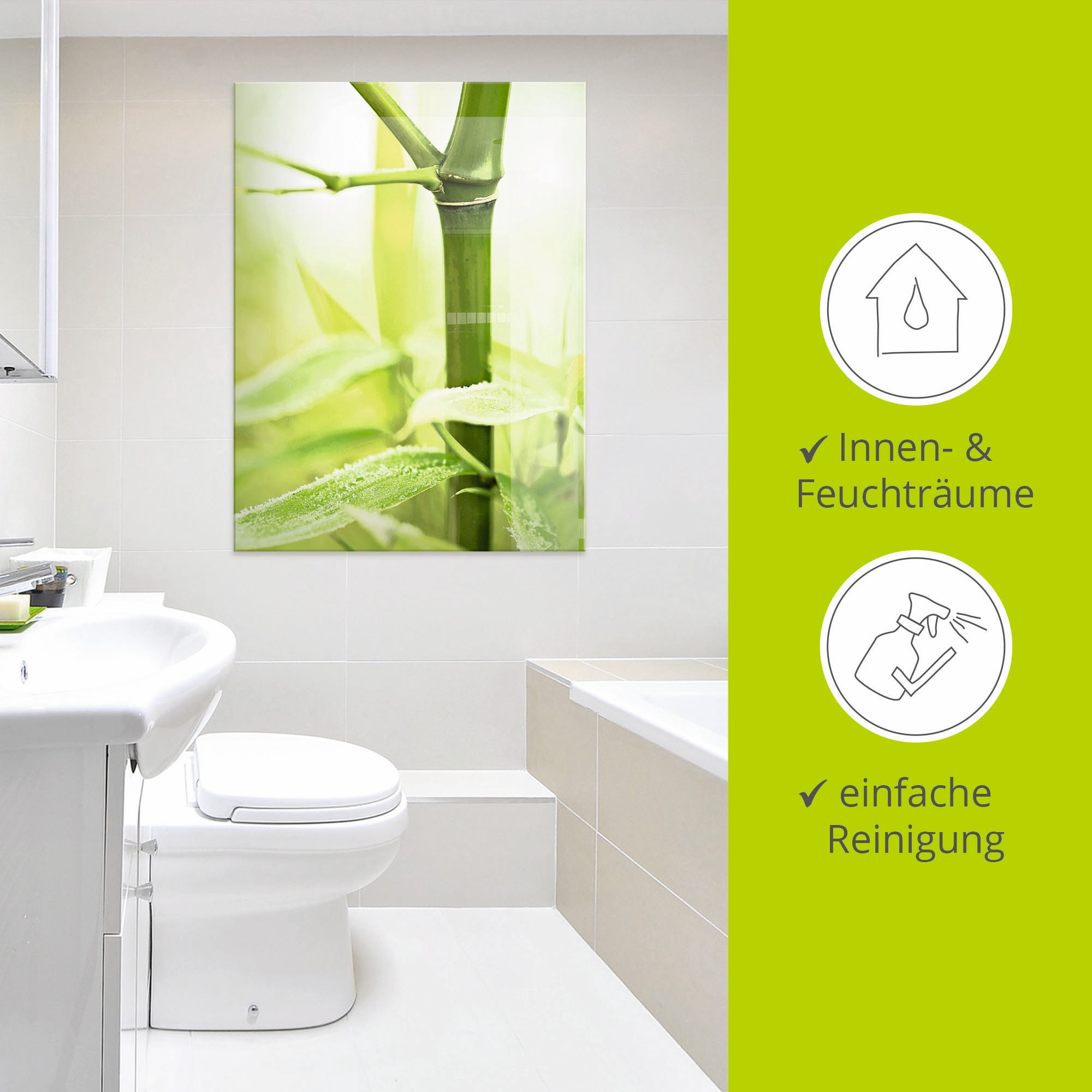 Artland Glasbild »Bambus Zweig«, Gräser, (1 St.), in verschiedenen Größen