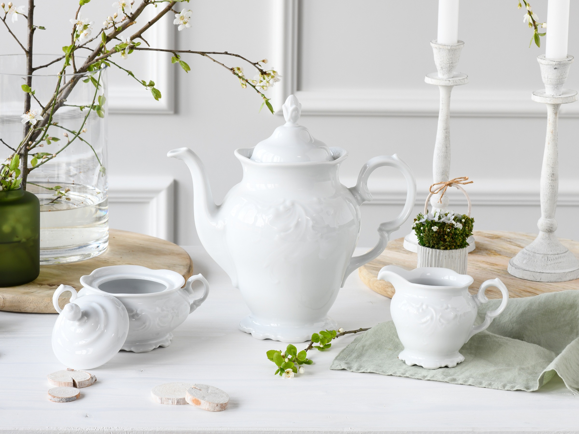 CreaTable Milch- und Zuckerset »Frederike Weiss, Kaffeegarnitur 3-tlg.« Klassisch, Zeitlos