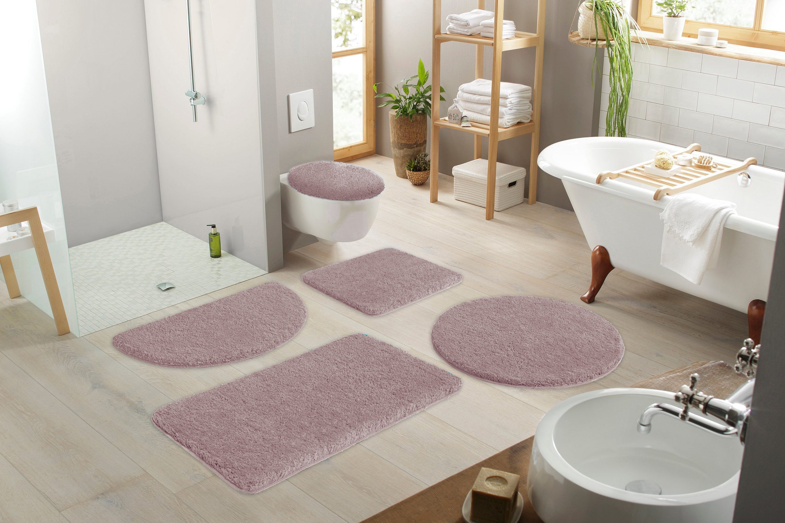 OTTO home Badematte "Sanremo, Standard & Premium, 30mm oder 35mm, sehr weich" rutschhemmend beschichtet fußbodenheizungsgeeignet schnell trocknend Badteppich, unifarben, rechteckig, rund & als 3-tlg. Set erhältlich