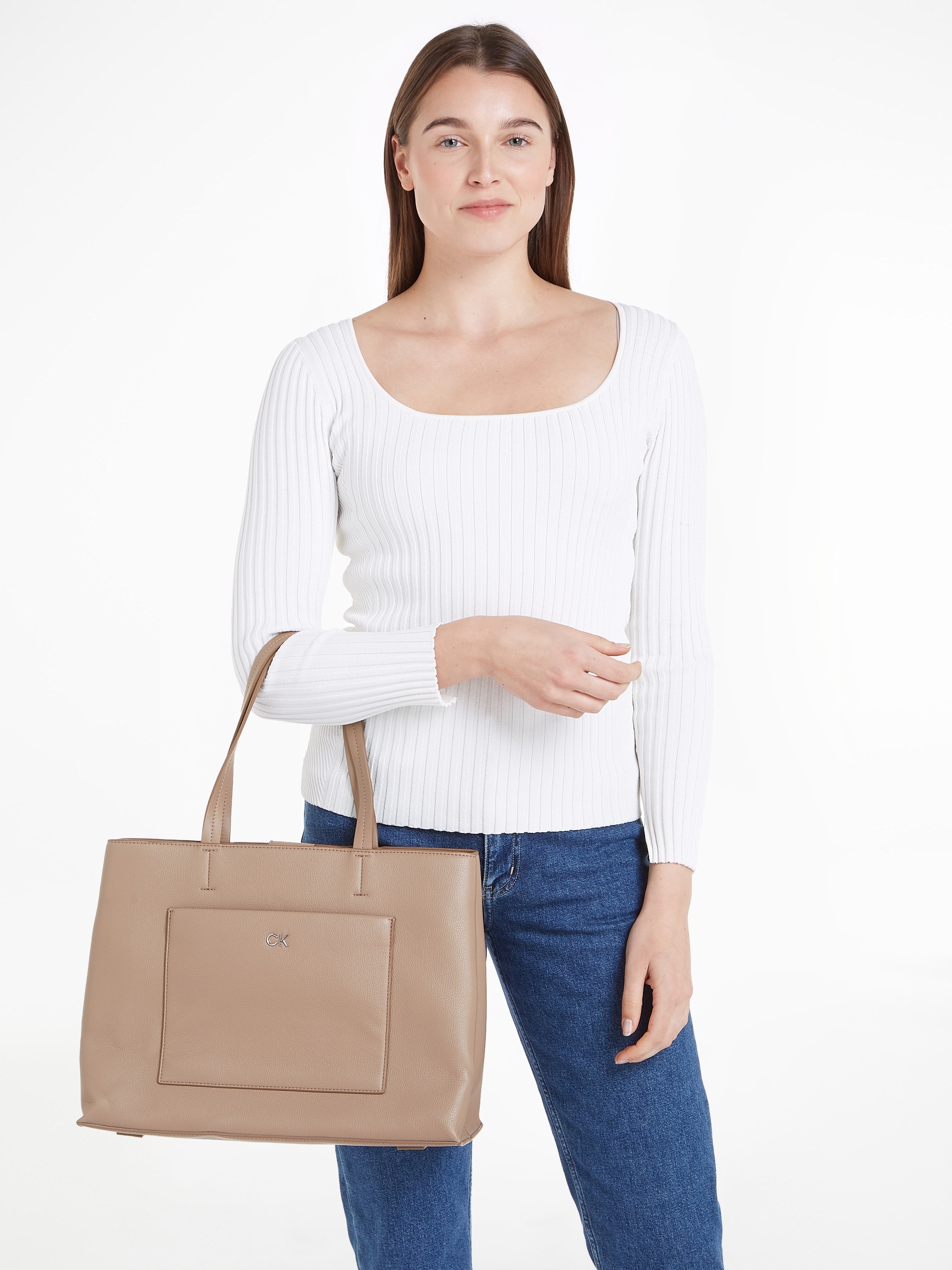 Calvin Klein Shopper »CK DAILY MEDIUM TOTE PEBBLE«, Shopper Citybag Henkeltasche Classic