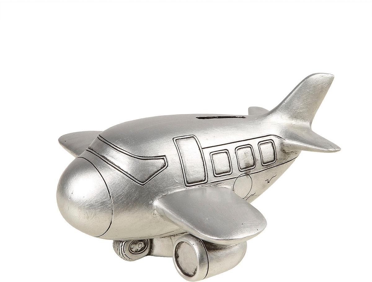 Ambiente Haus Spardose "Flugzeug, silberfarben" Sparschwein, Retro-Design, günstig online kaufen