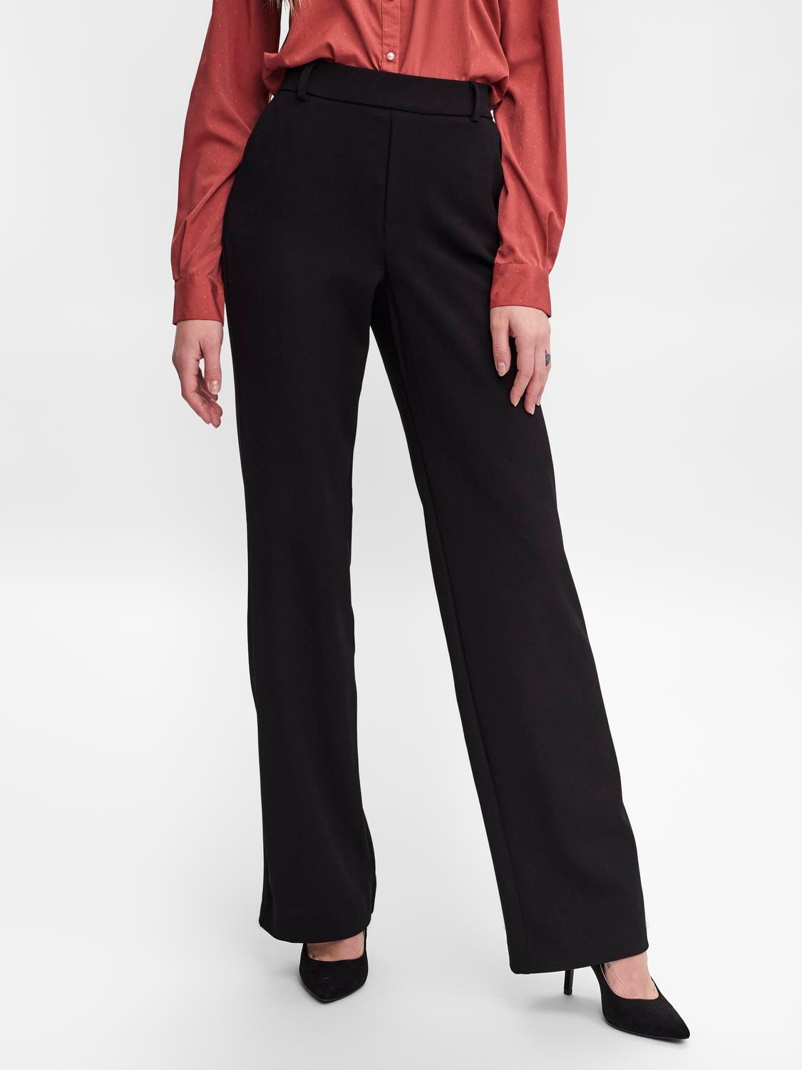 Vero Moda "VMMAYA MR STRAIGHT SOLID PANT" Materialmix, mit Stretch, mide rise, straight fit