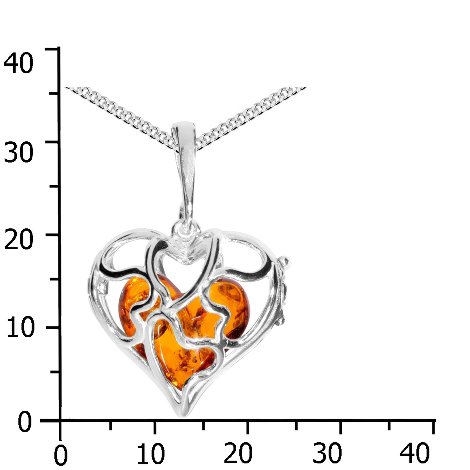 OSTSEE-SCHMUCK Kette mit Anhänger »- Herz im Herz - Silber 925/000 - Bernstein«
