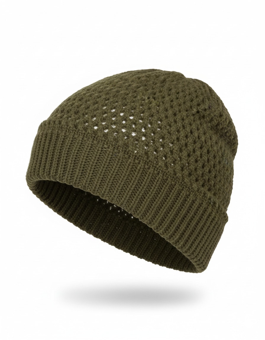 styleBREAKER Strickmütze "Strick Beanie Mütze mit Loch Muster" 1 Stk.