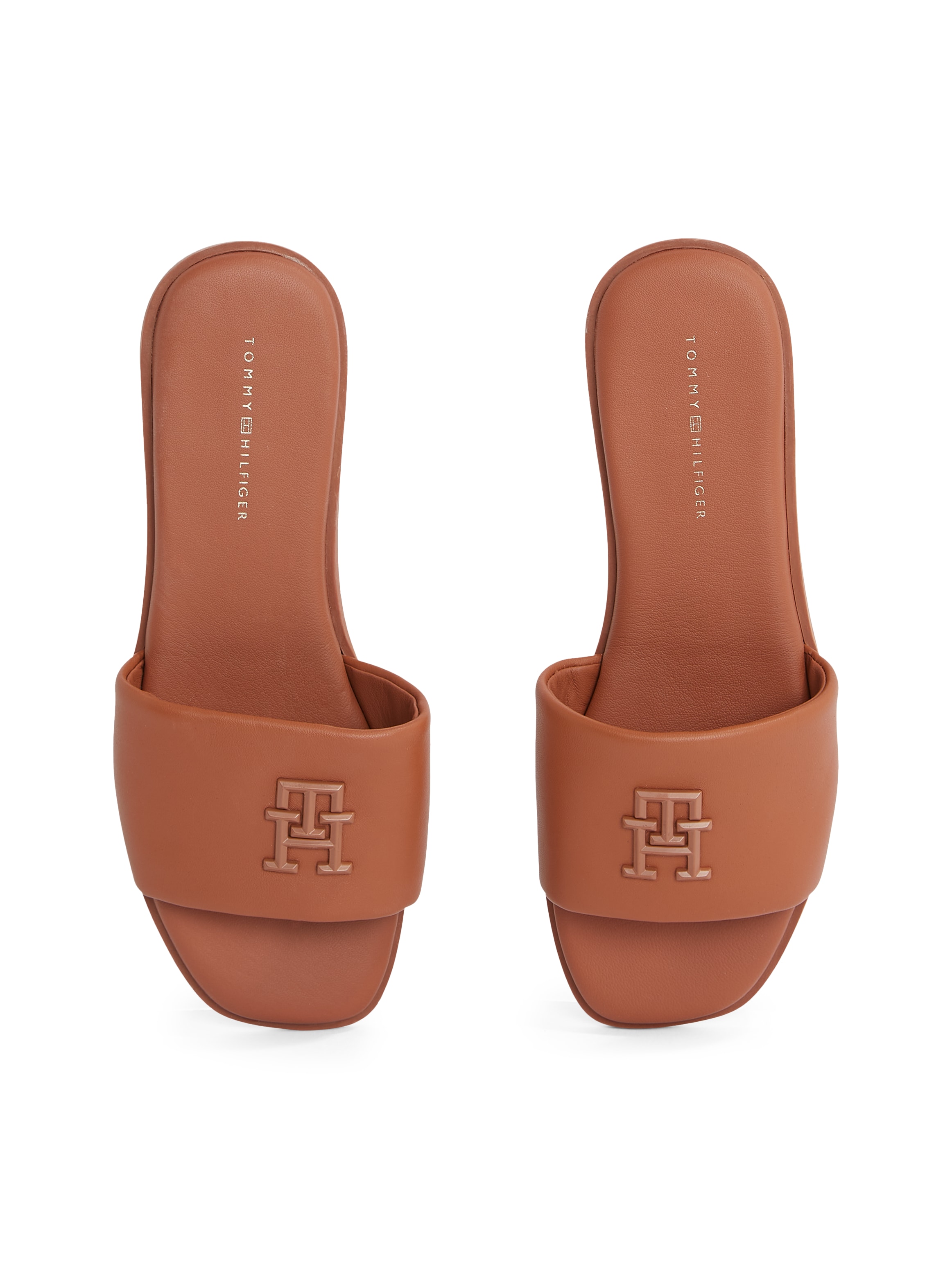 Tommy Hilfiger Pantolette »TH LOGO HARDWARE LEATHER MULE«, Sommerschuh, Flats, Bequemschuh mit TH-Logo