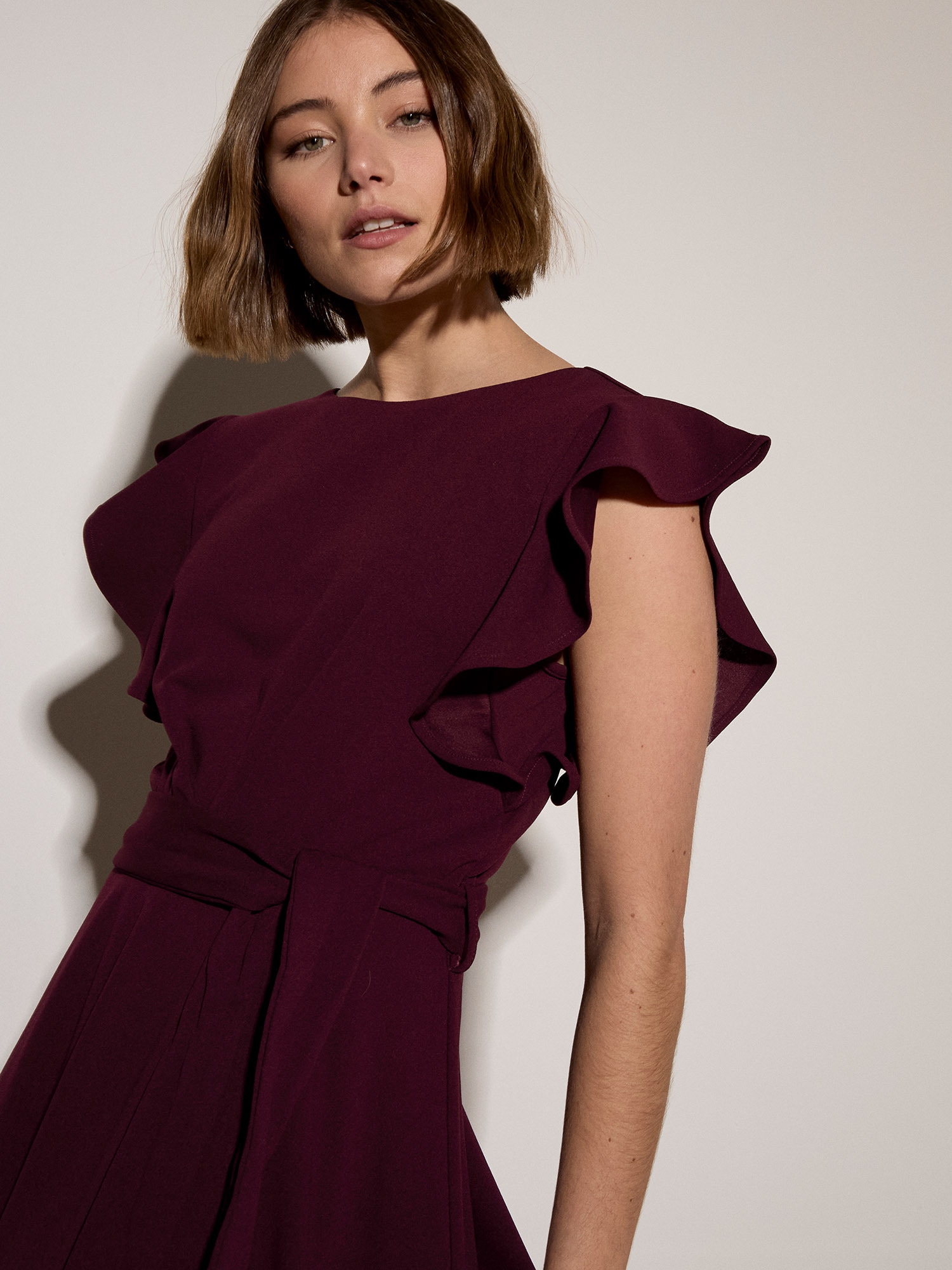 Apricot Minikleid »Mini-Kleid aus Jersey-Crêpe« mit Stoffgürtel, 2 tlg. mit Rüschenärmeln