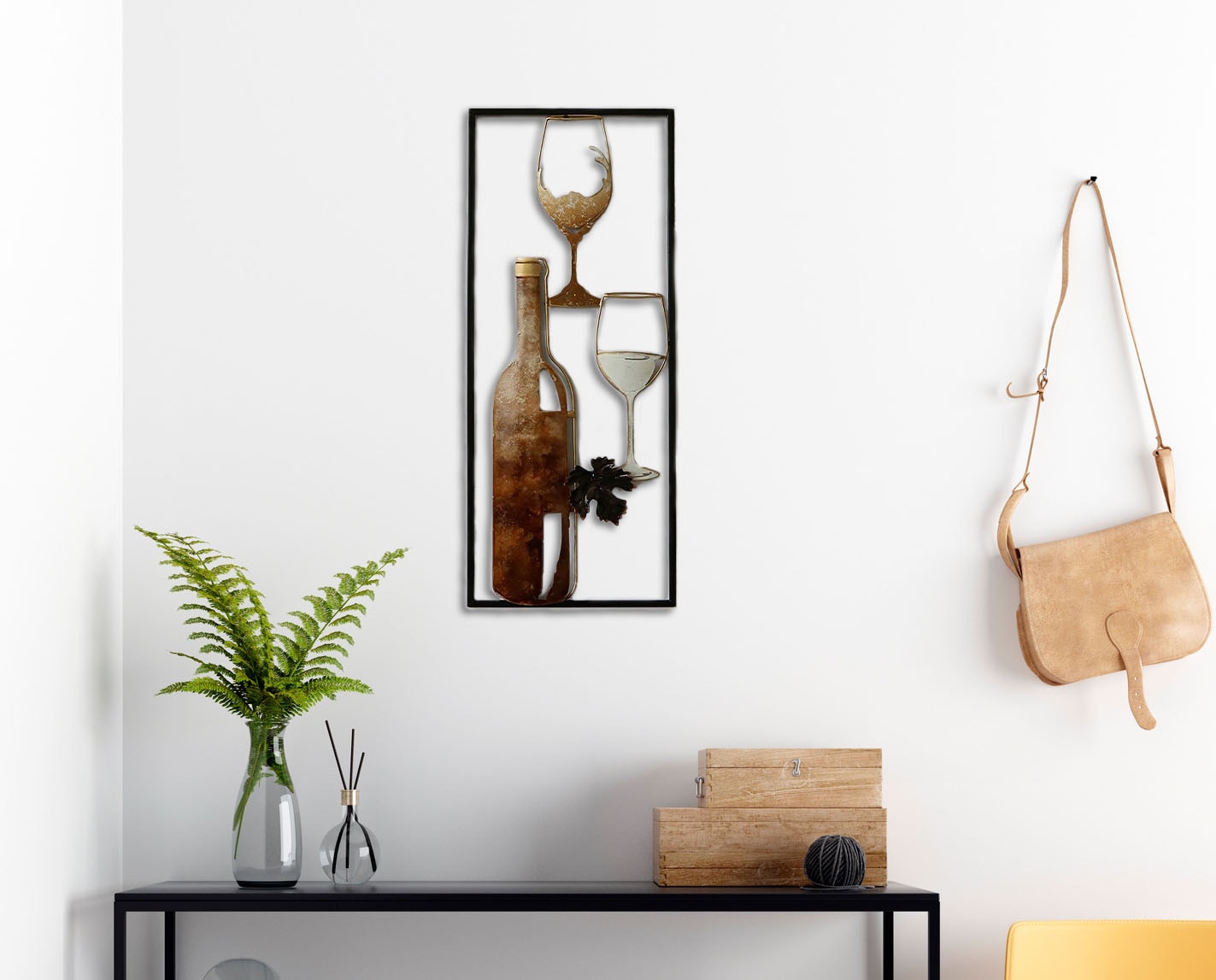 Bönninghoff Metallbild »WEINFLASCHE UND WEINGLÄSER 25x61 cm – Deko modern« Getränke | Wein | Wein Bilder Wanddekoration