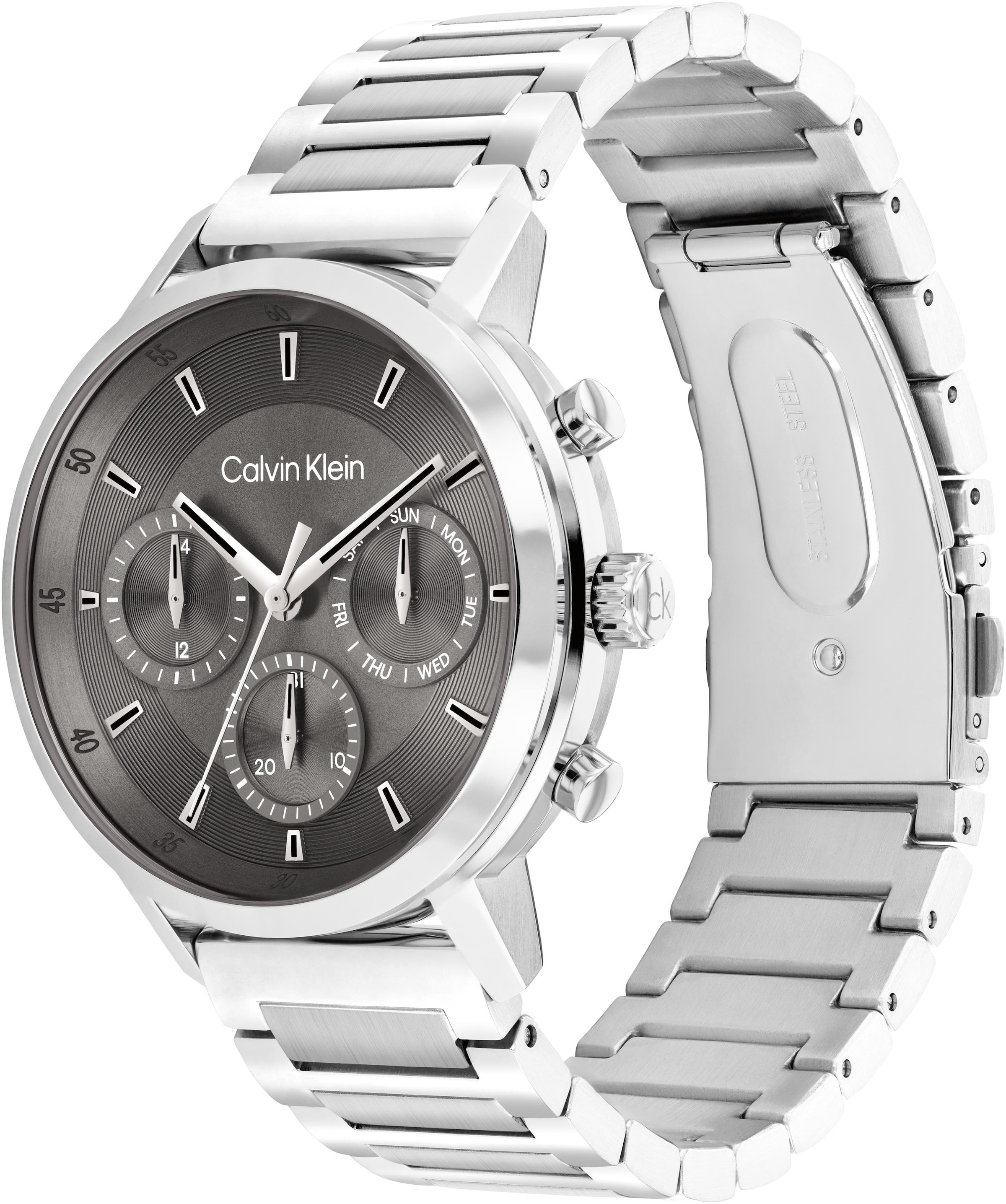 Calvin Klein Multifunktionsuhr »Gauge«, Quarzuhr, Armbanduhr, Herrenuhr, Edelstahlarmband, analog
