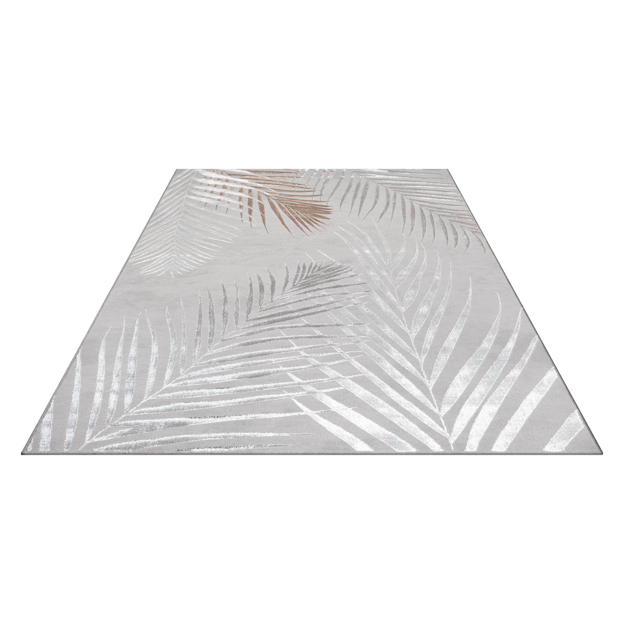 OTTO home Teppich "Luvvi" rechteckig 8 mm Höhe Kurzflor, modernes Blätter Design, Hoch-Tief-Struktur, Wohnzimmer