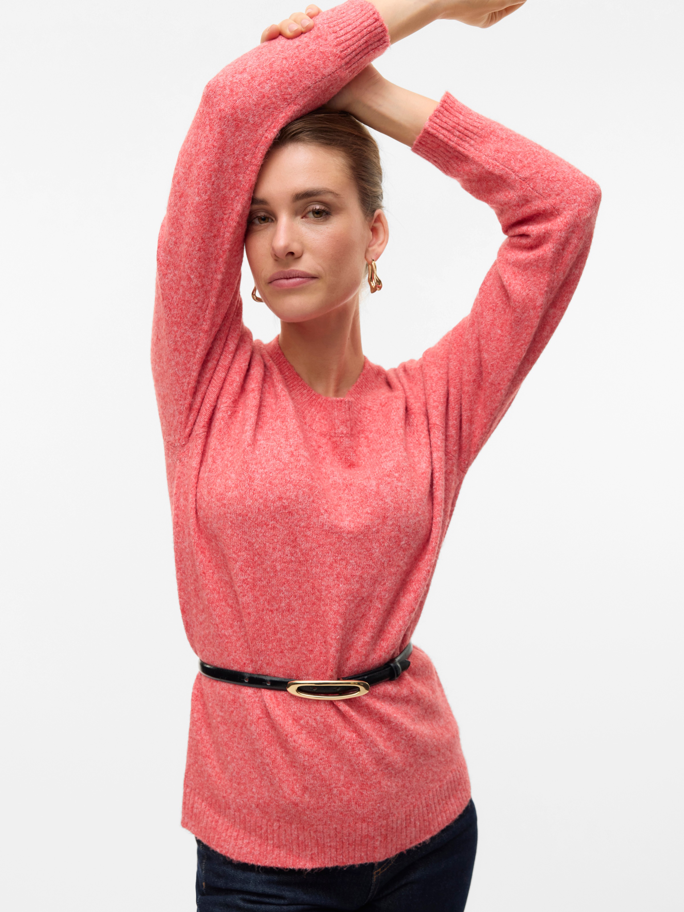 Vero Moda Rundhalspullover "VMDOFFY LS O-NECK BLOUSE GA NOOS" Materialmix, günstig online kaufen