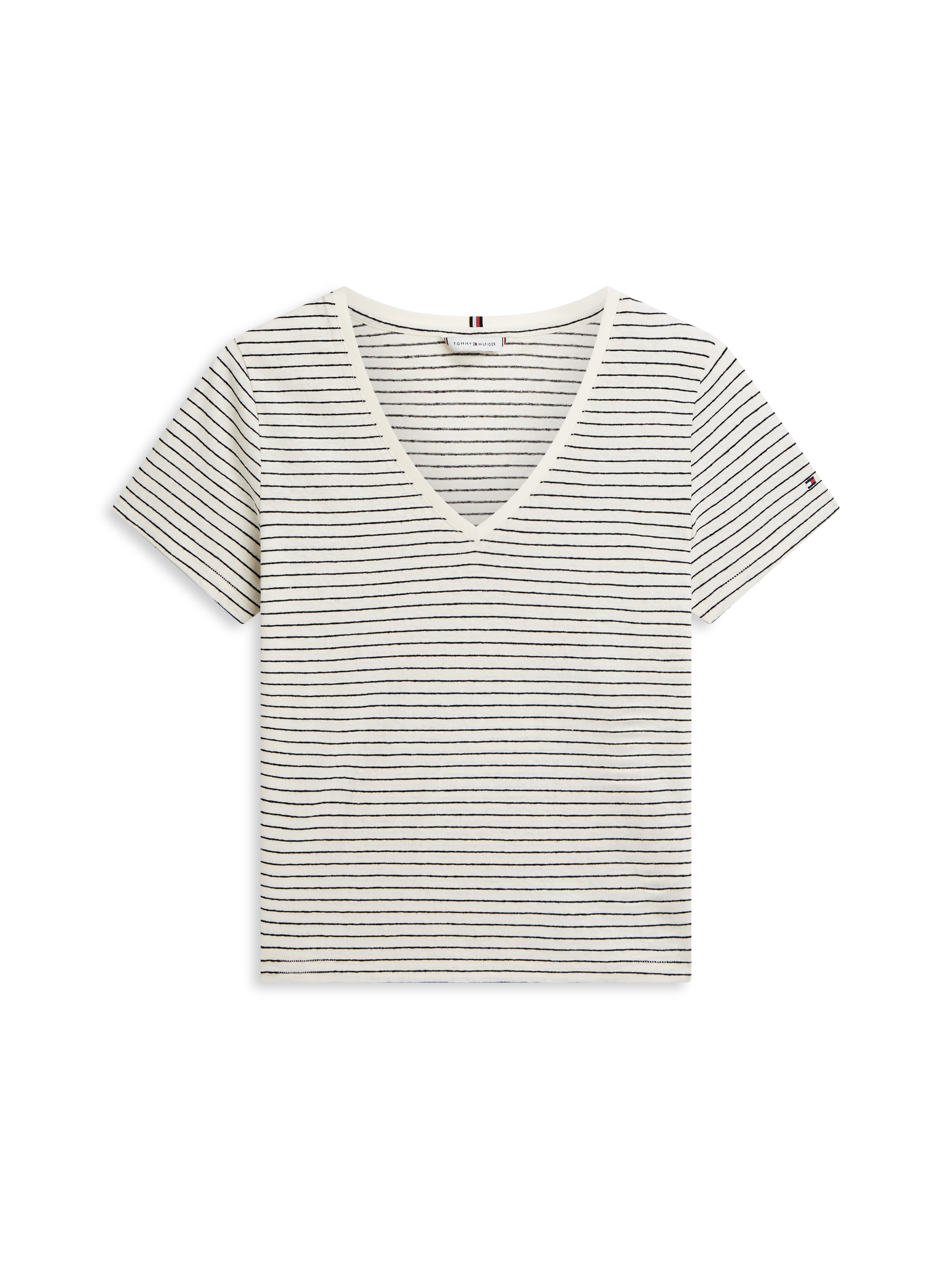Tommy Hilfiger Kurzarmshirt »CO LINEN V-NECK SHORT SLEEVE TEE« mit V-Ausschnitt, Regular Fit