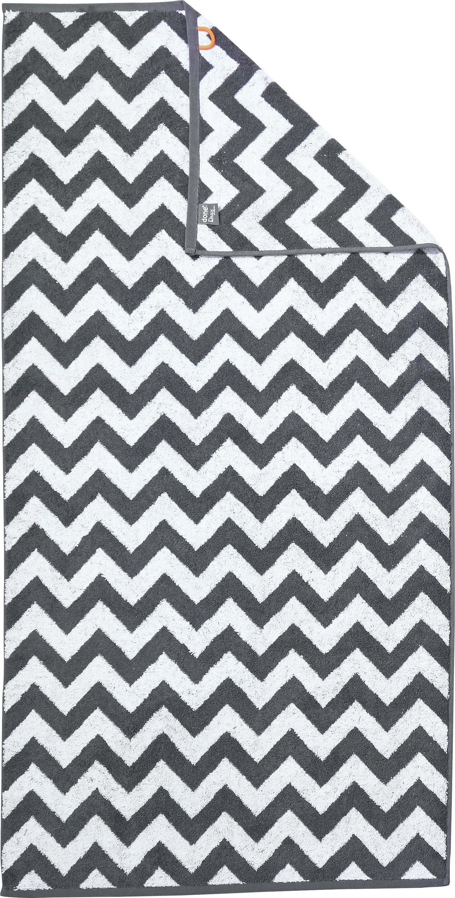 Duschtuch DONE., B:70cm L:140cm, grau, Jacquard-Walkfrottier, Obermaterial: 100% Baumwolle, Handtücher, "Daily Shapes ZickZack", Jacquardgewebe,