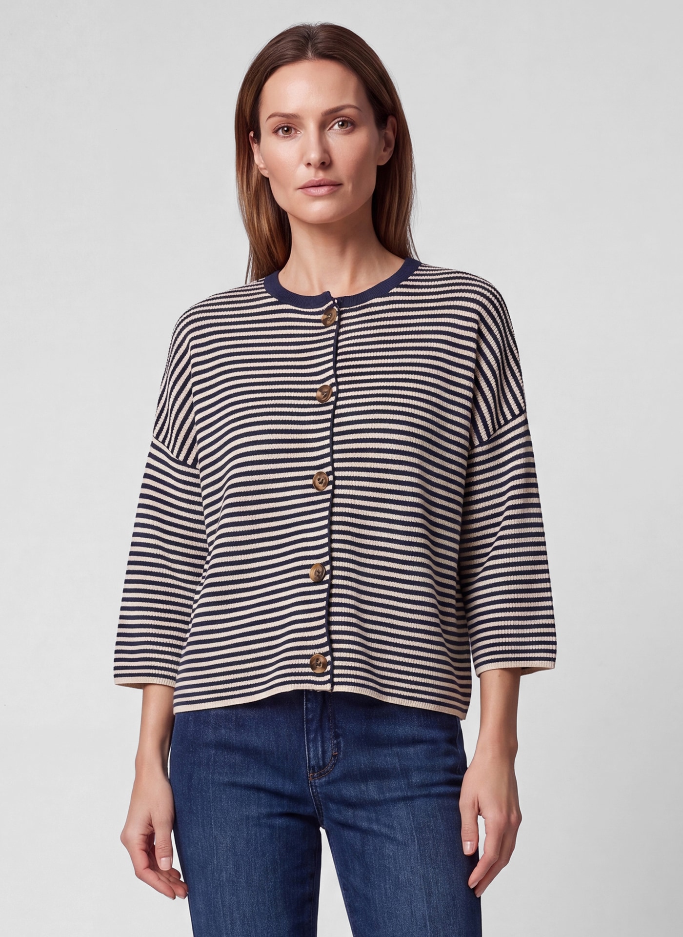 Rabe Cardigan im Streifen-Design und mit Knopfverschluss