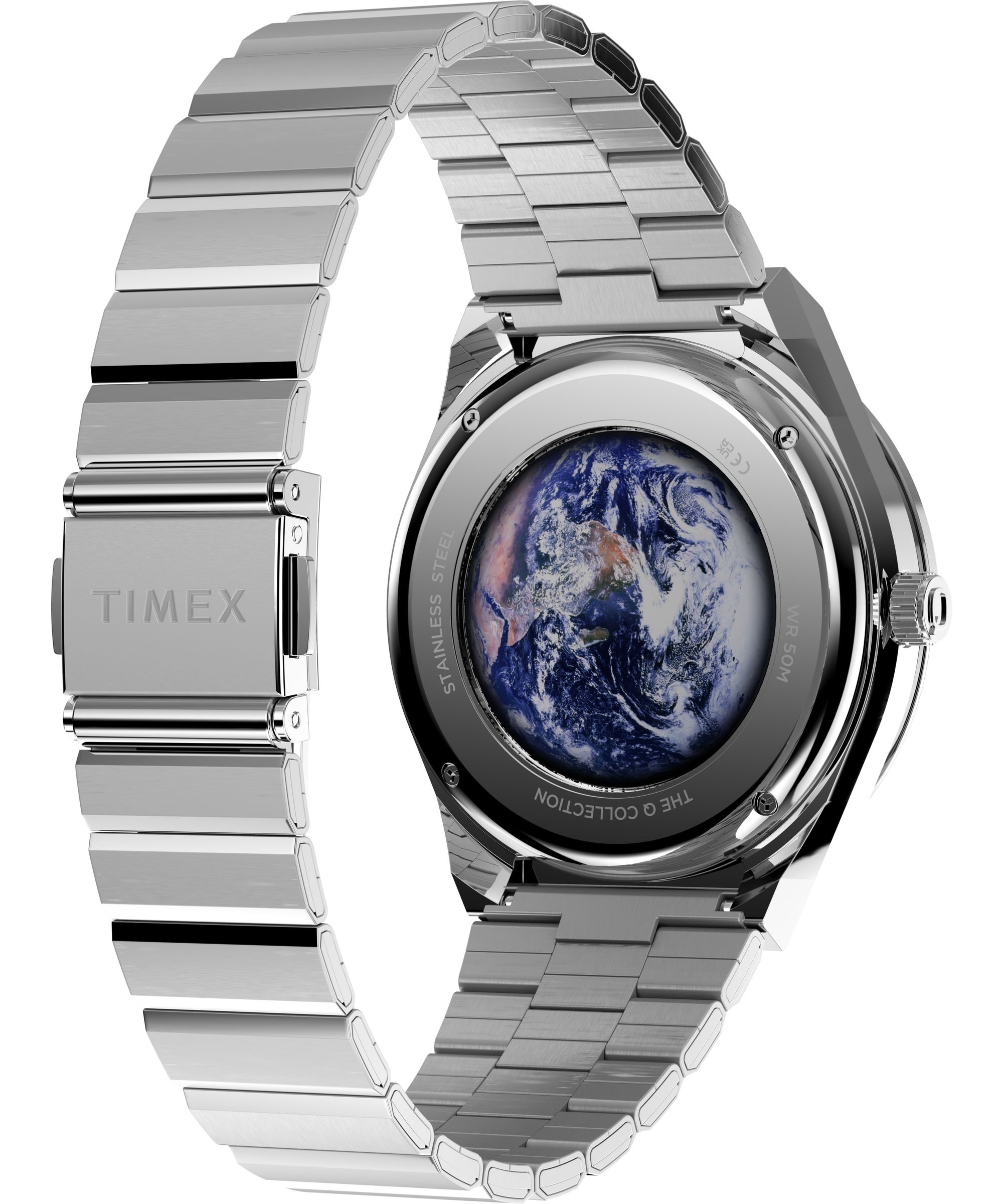 Timex Quarzuhr »Q Timex Vintage Inspired NASA« Armbanduhr, Herrenuhr, Edelstahlarmband, analog, Wochentag, Tag
