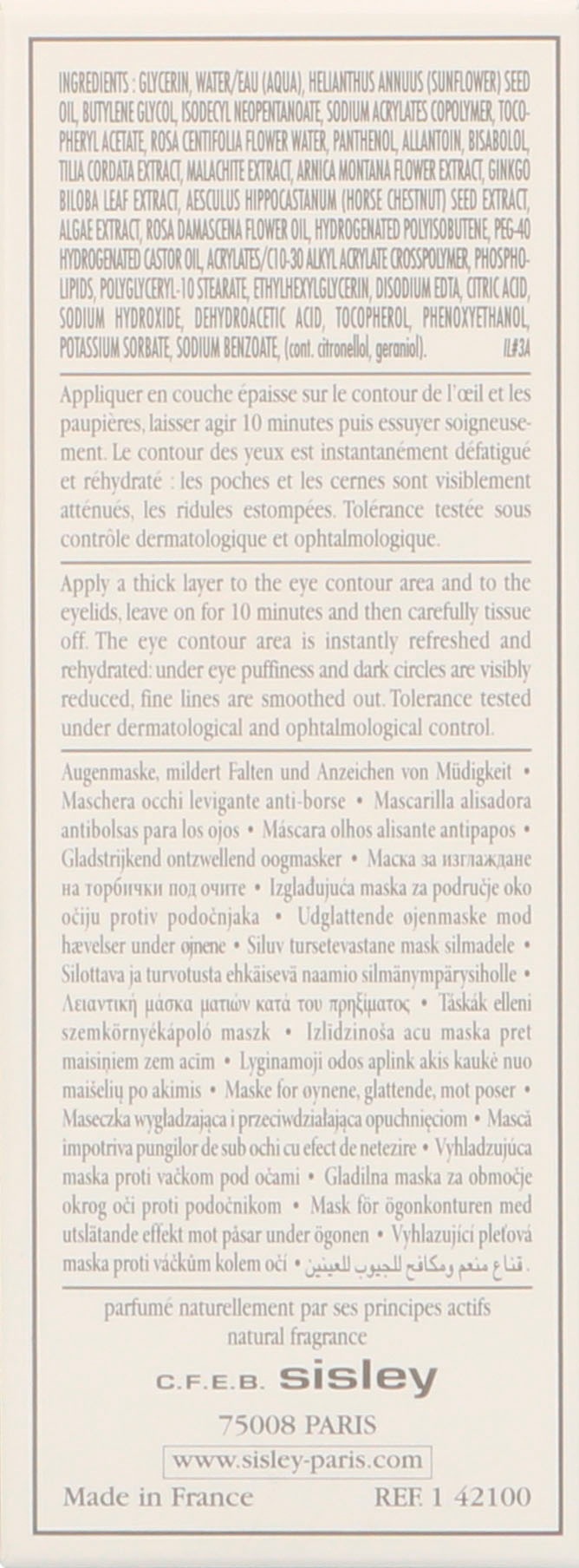 sisley Gesichtsmaske »Eye Contour Mask« Intensive Pflegemaske optimal für die sensible Augenpartie.