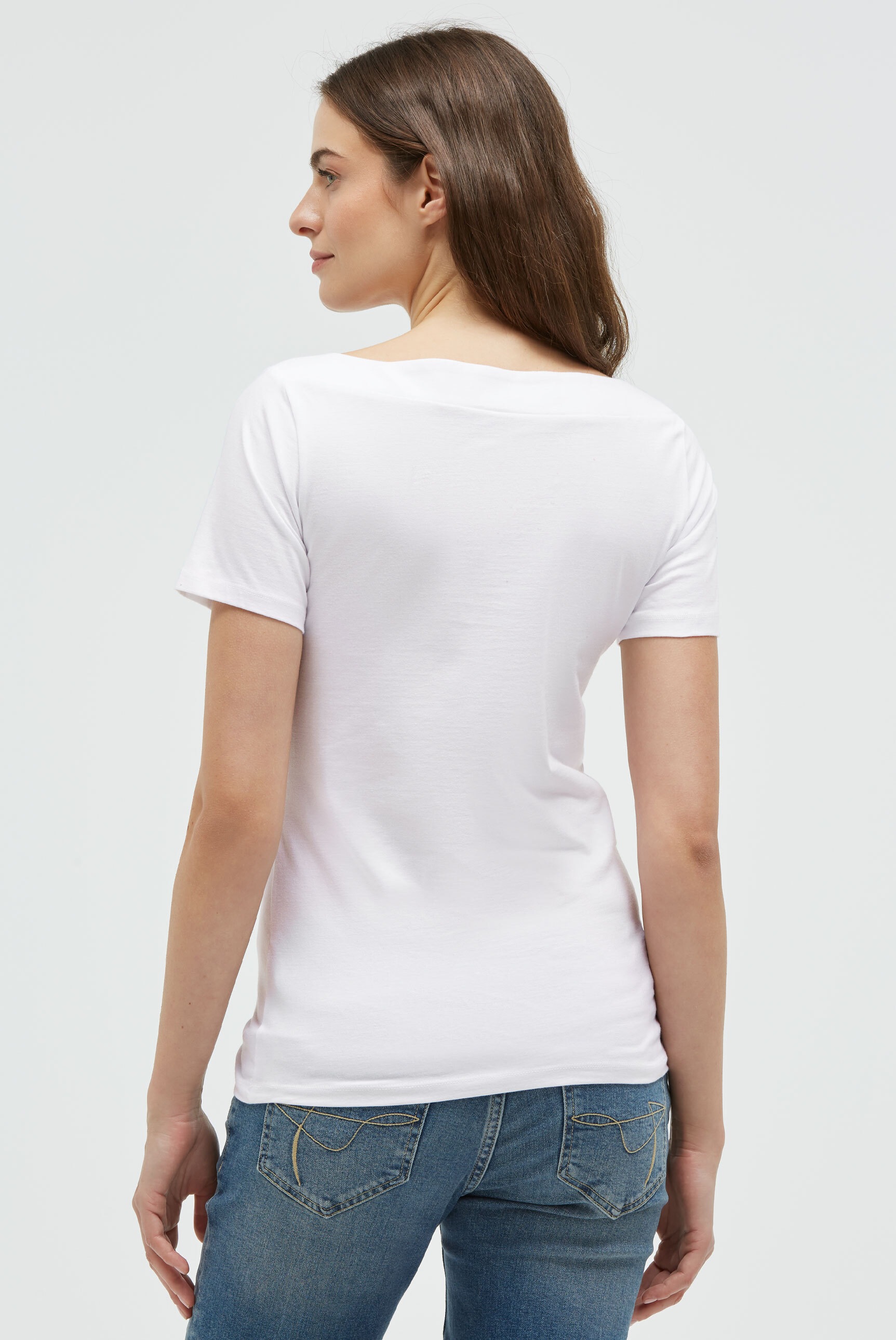 SOCCX Rundhalsshirt mit U-Boot-Ausschnitt