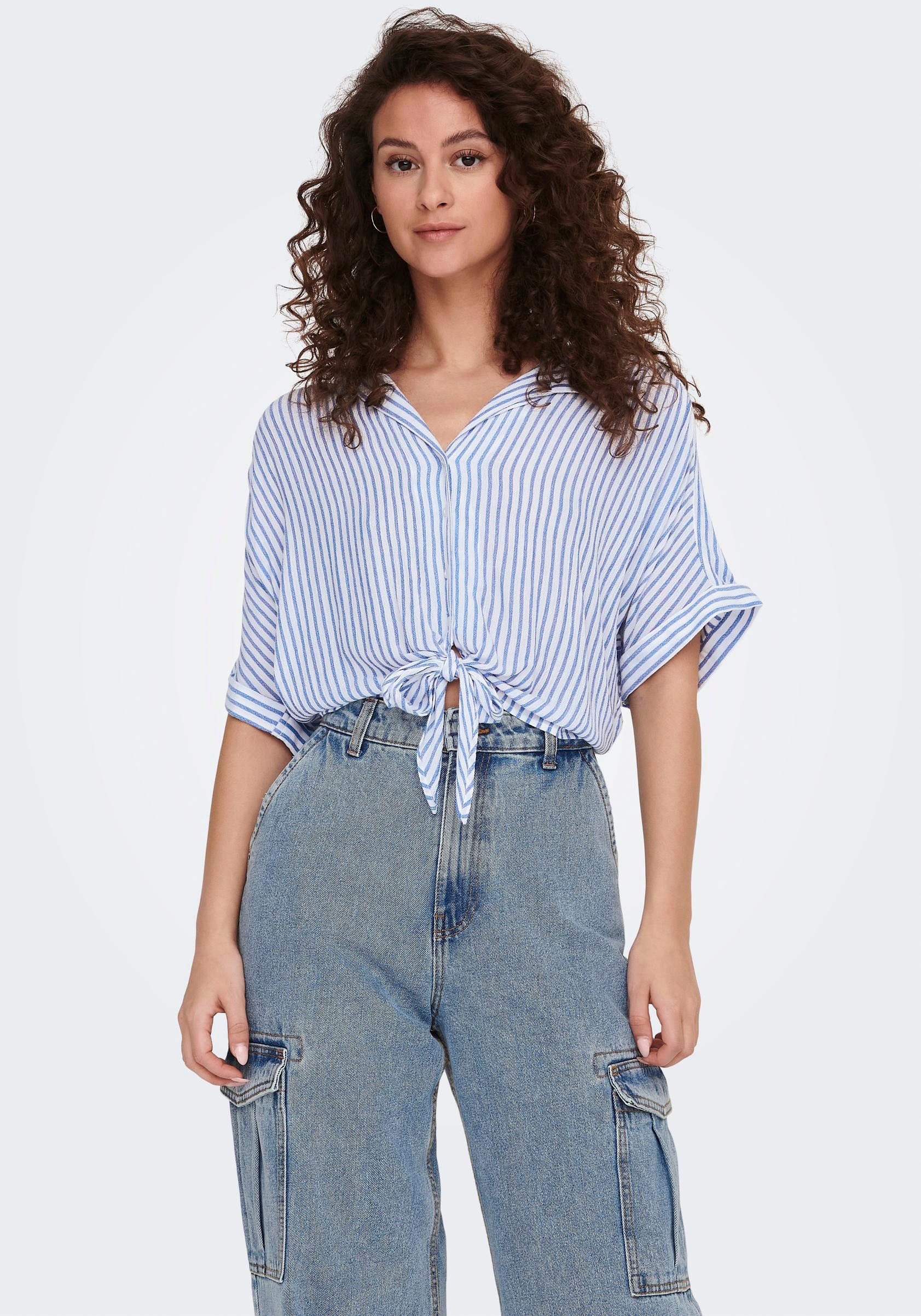 ONLY Kurzarmbluse "ONLPAULA LIFE S/S TIE SHIRT WVN NOOS" Viskose, regular f günstig online kaufen
