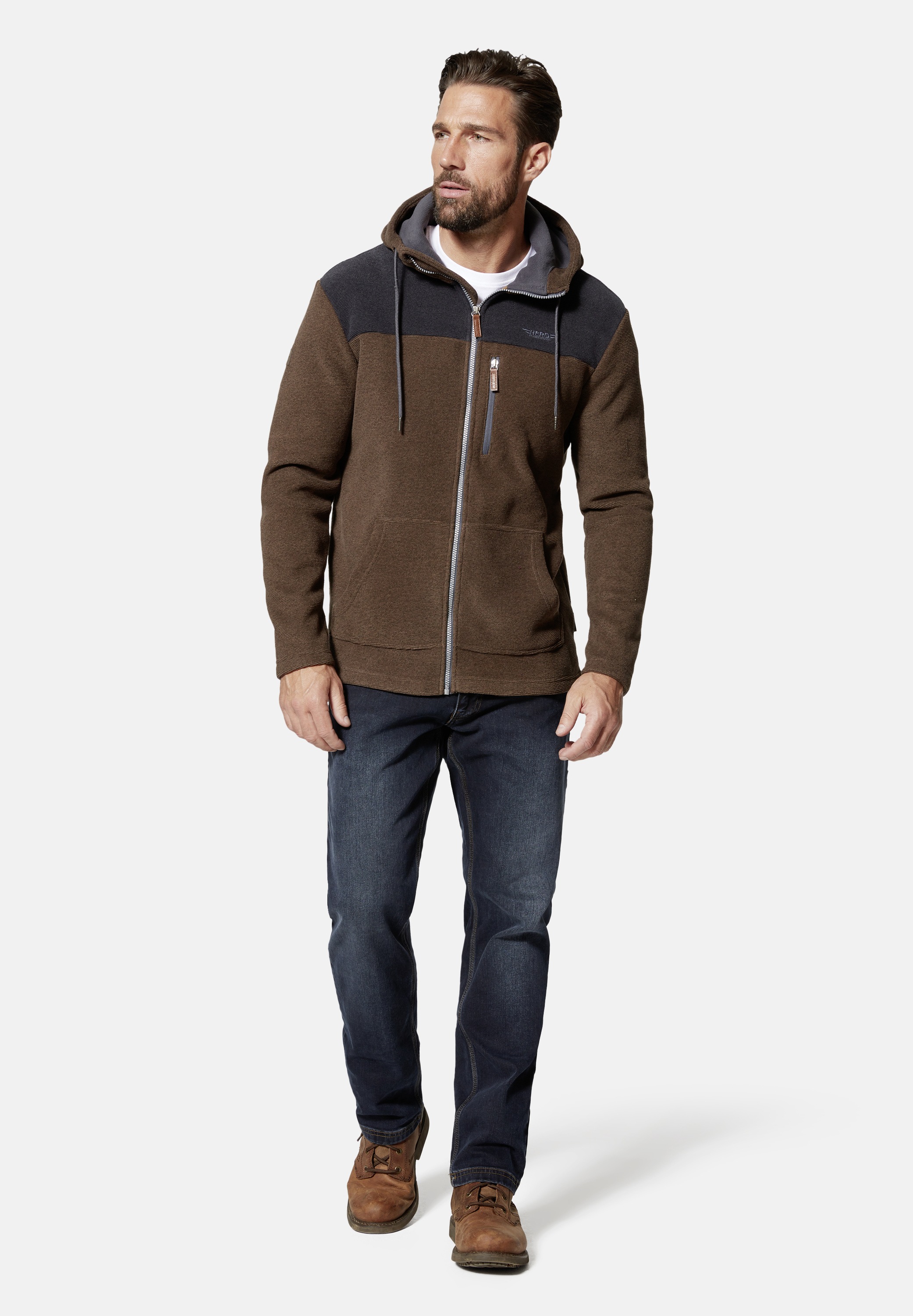 HERO by John Medoox Fleecejacke »Hero by John Medoox Hoodie Strick- Fleecejacke«, fleece Straight Fit Casual Atmungsaktiv für Herren