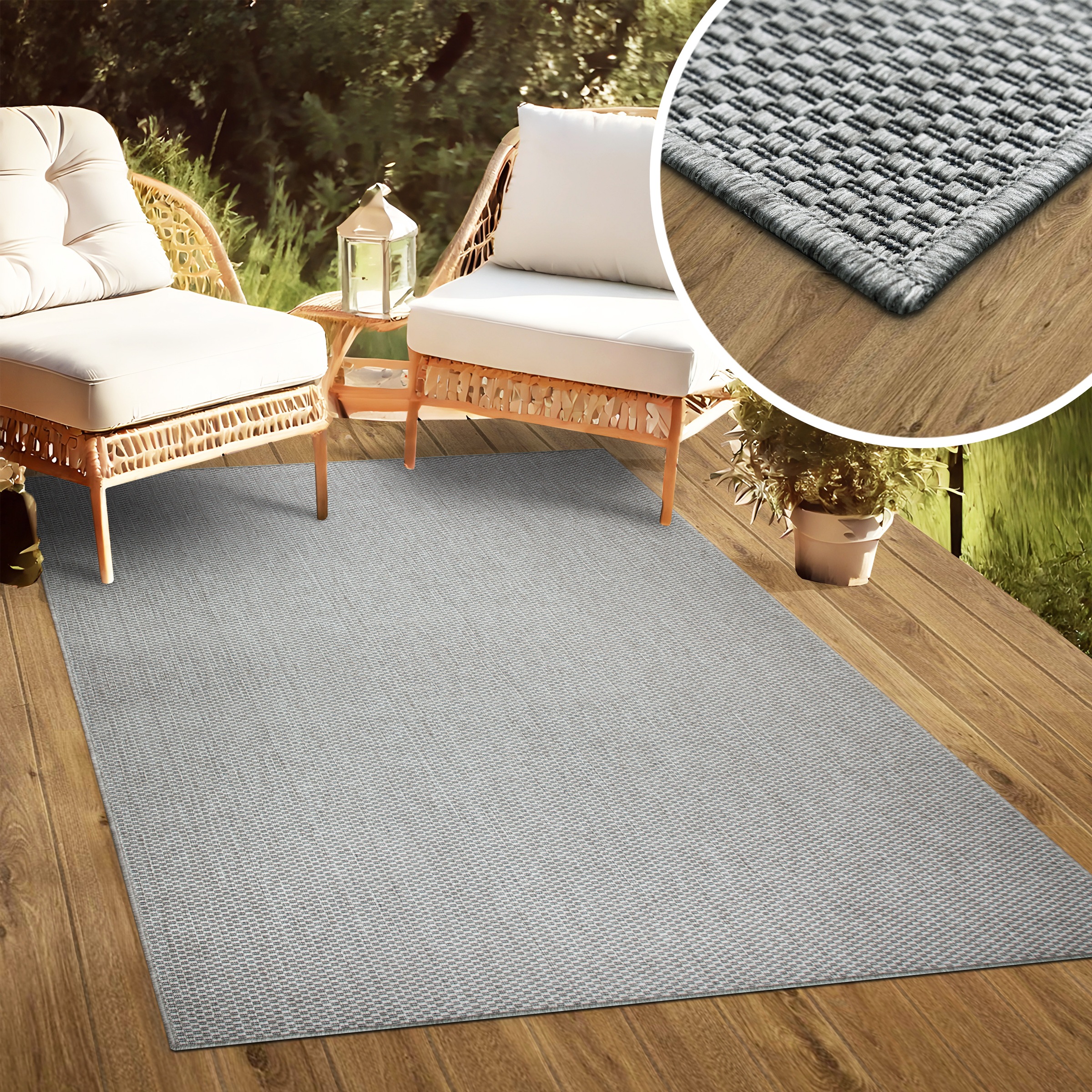 my home Teppich »Venedig auch als Läufer erhältlich«, rechteckig, 4 mm Höhe, In- und Outdoor geeignet, Sisal-Optik, Wetterfest & UV-beständig