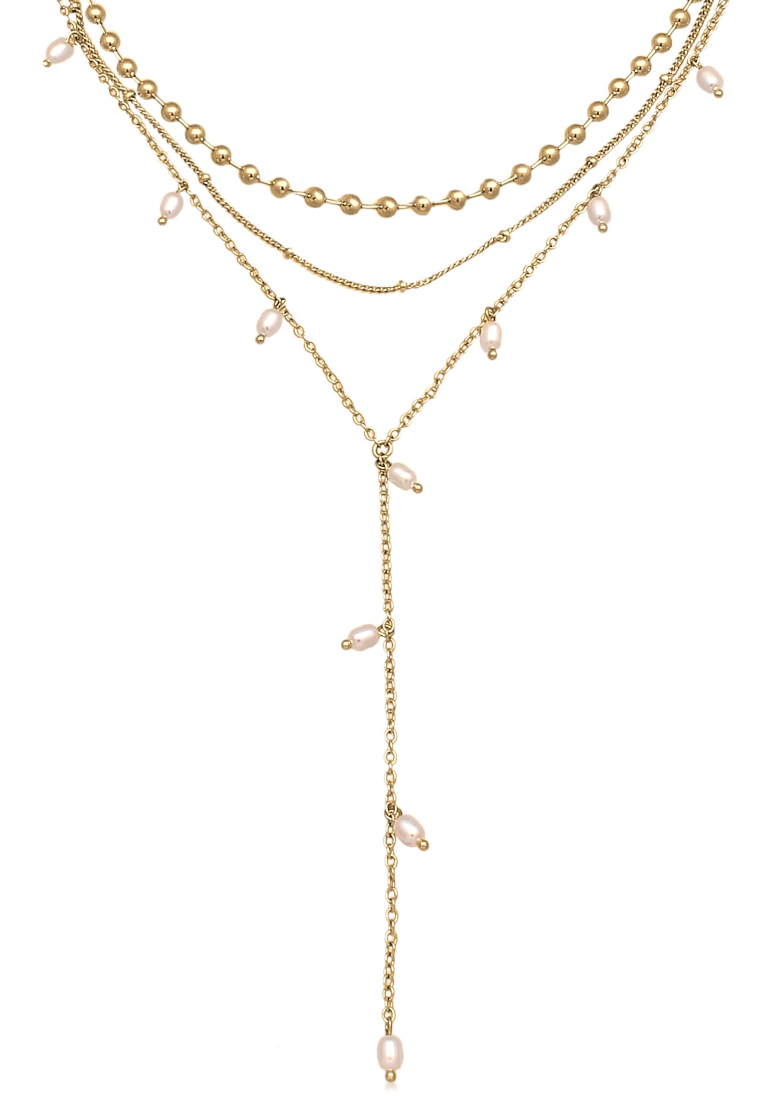 Elli Silberkette »Halskette Y-Kette Layer Kugel Perlen Design Silberfarben 3er Set«