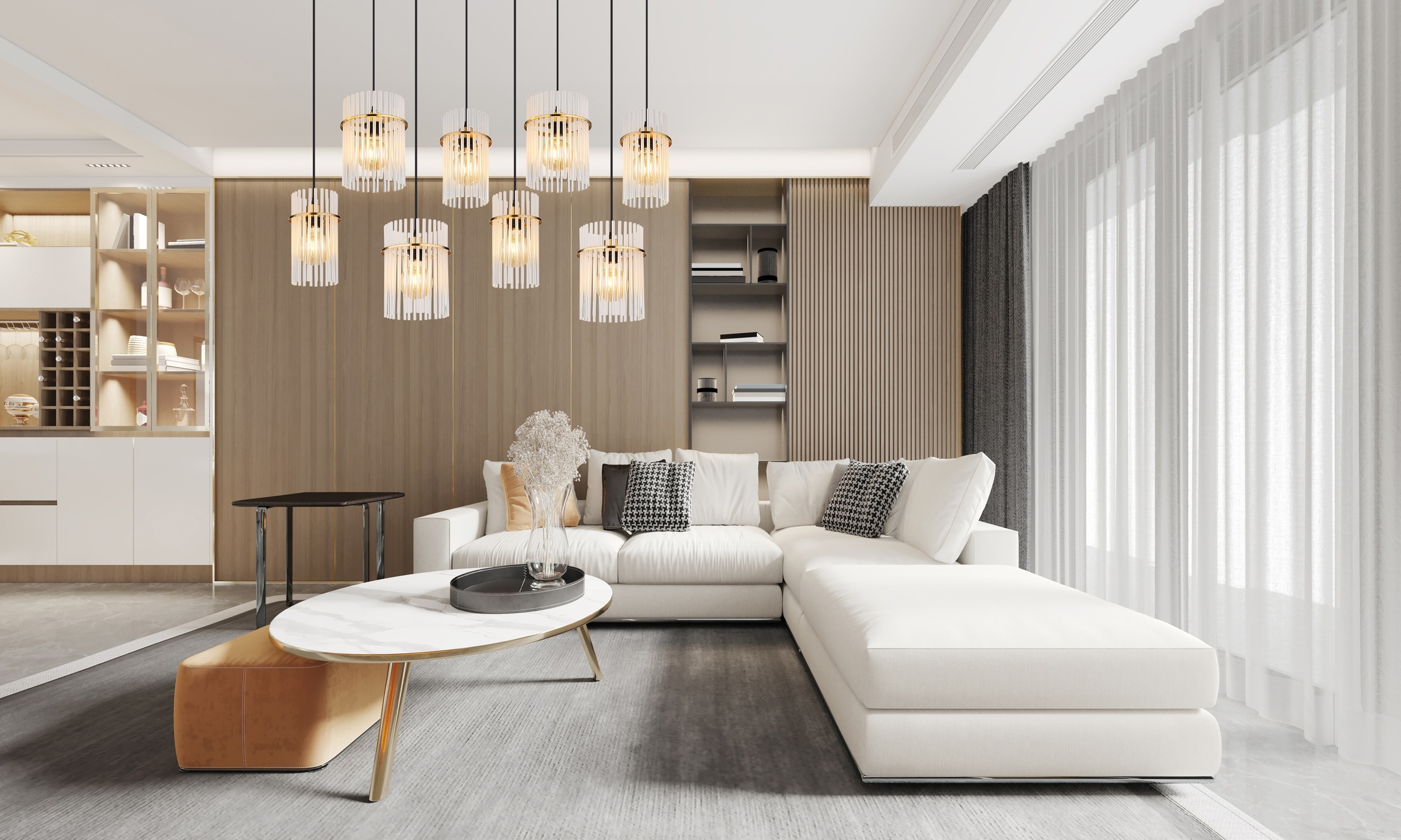 GLOBO LIGHTING Hängeleuchte »GORLEY« E27 1 Stk. Hängelampe Glasstäbe opal klar verlaufend elegant Wohnzimmer Esszimmer