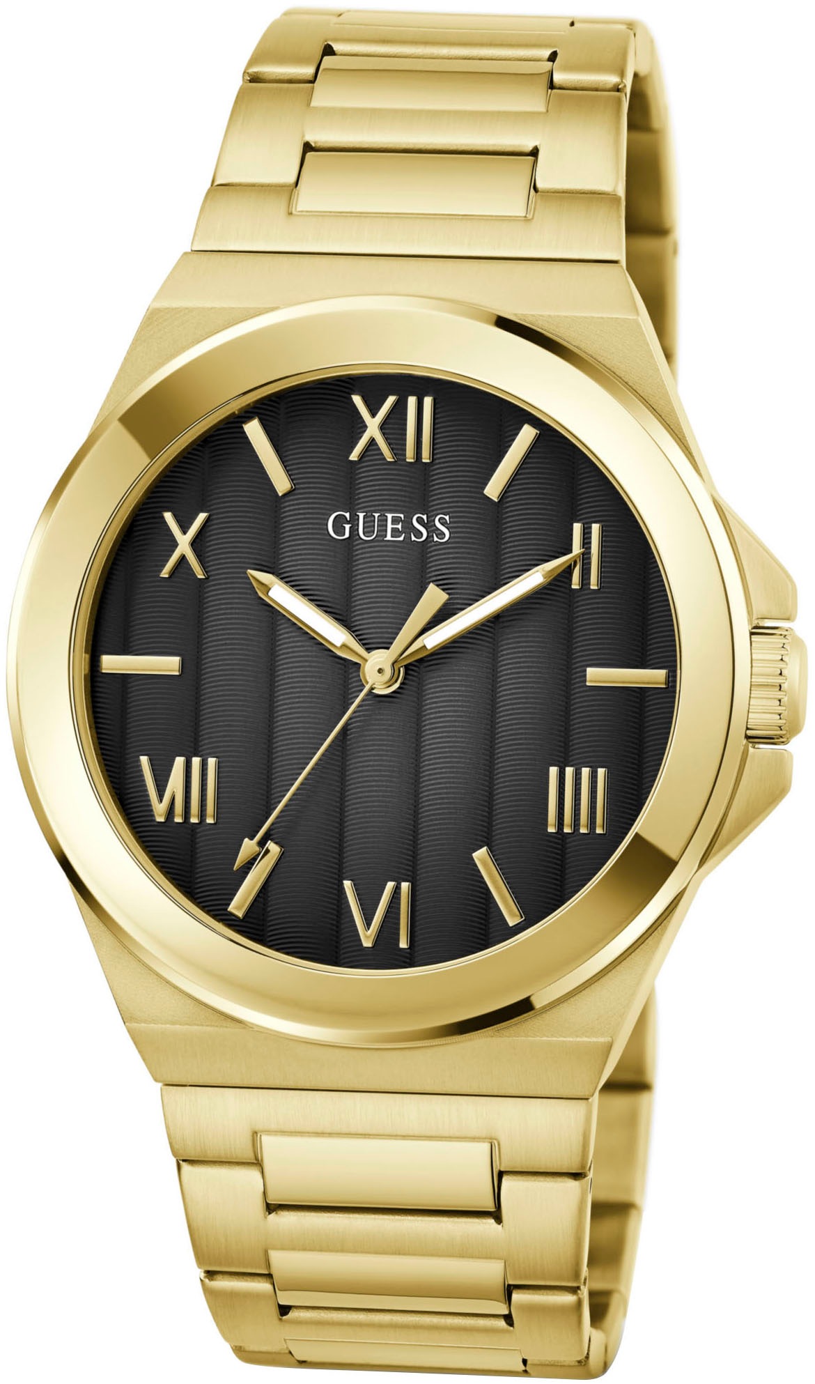 Guess Quarzuhr »VINYL«, Armbanduhr, Herrenuhr, Edelstahlarmband, Mineralglas, analog