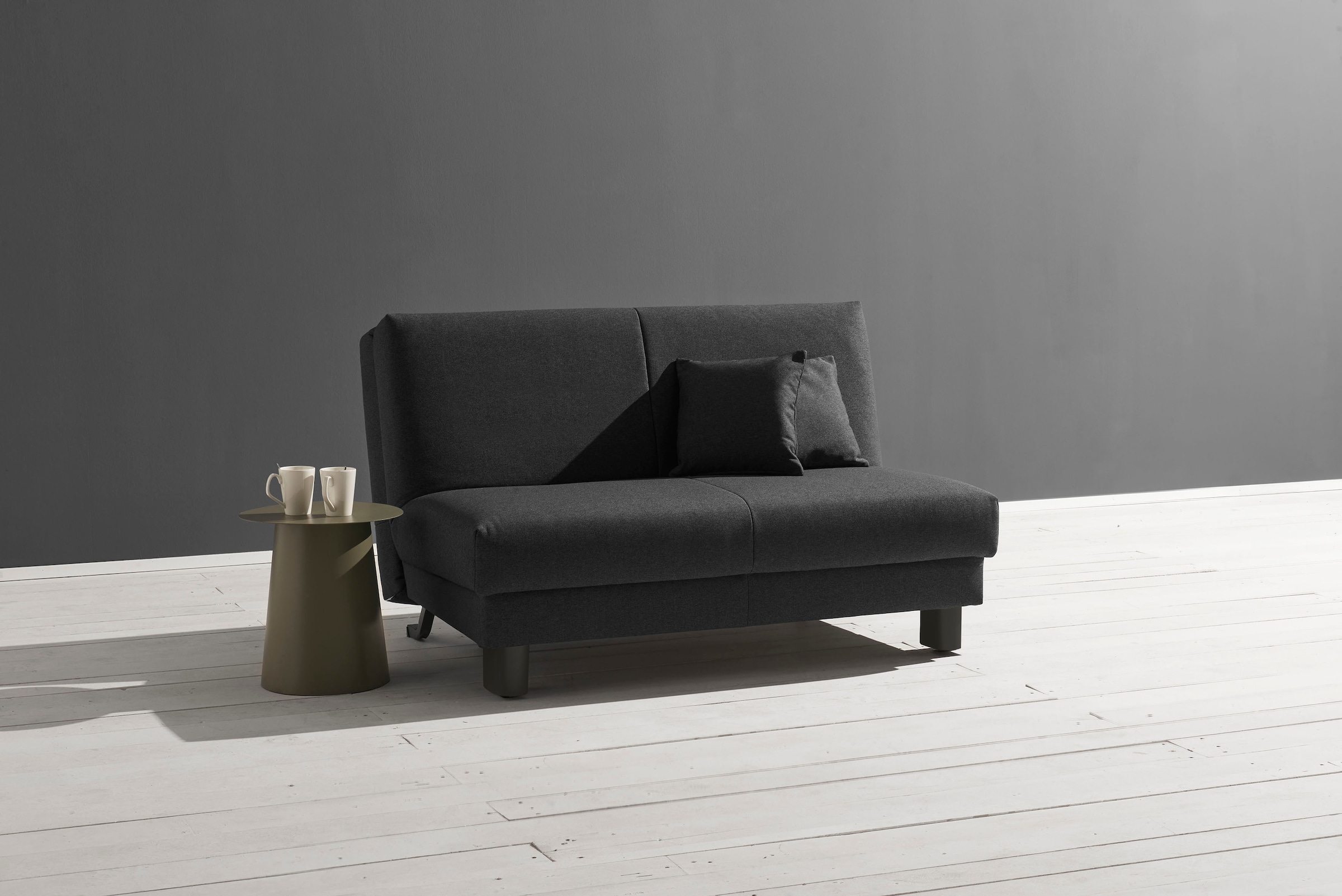 ell + ell Schlafsofa "Enny", Liegefläche Breite 120 oder 140 cm, Liegehöhe 45 cm, Füße schwarz