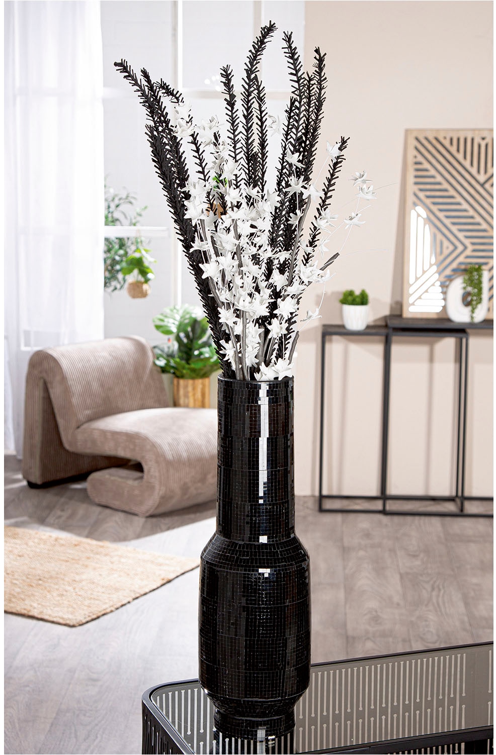 GILDE Bodenvase "Bodenvase Black Disco schwarz H. 51 cm", (1 St.) günstig online kaufen