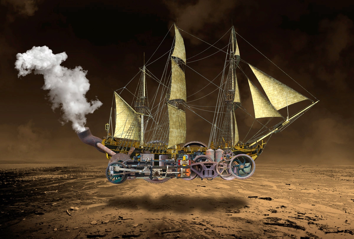 Papermoon Fototapete "Steampunk Segelschiff"