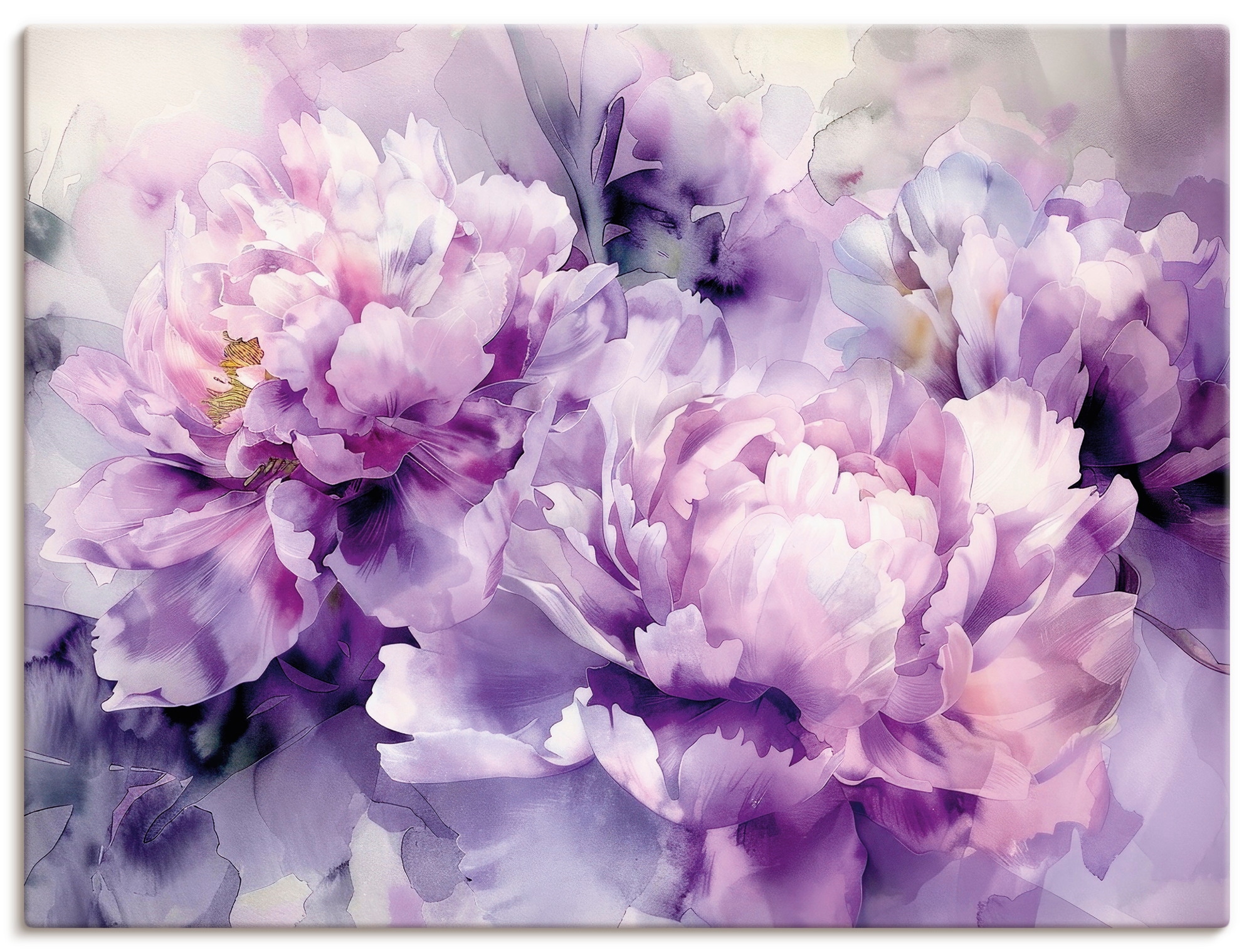 Artland Wandbild "Lila Farbene Pfingstrosen Aquarell" Blumenbilder 1 Stk. tlg. als Alubild, Leinwandbild, Poster, Wandaufkleber in verschied. Größen