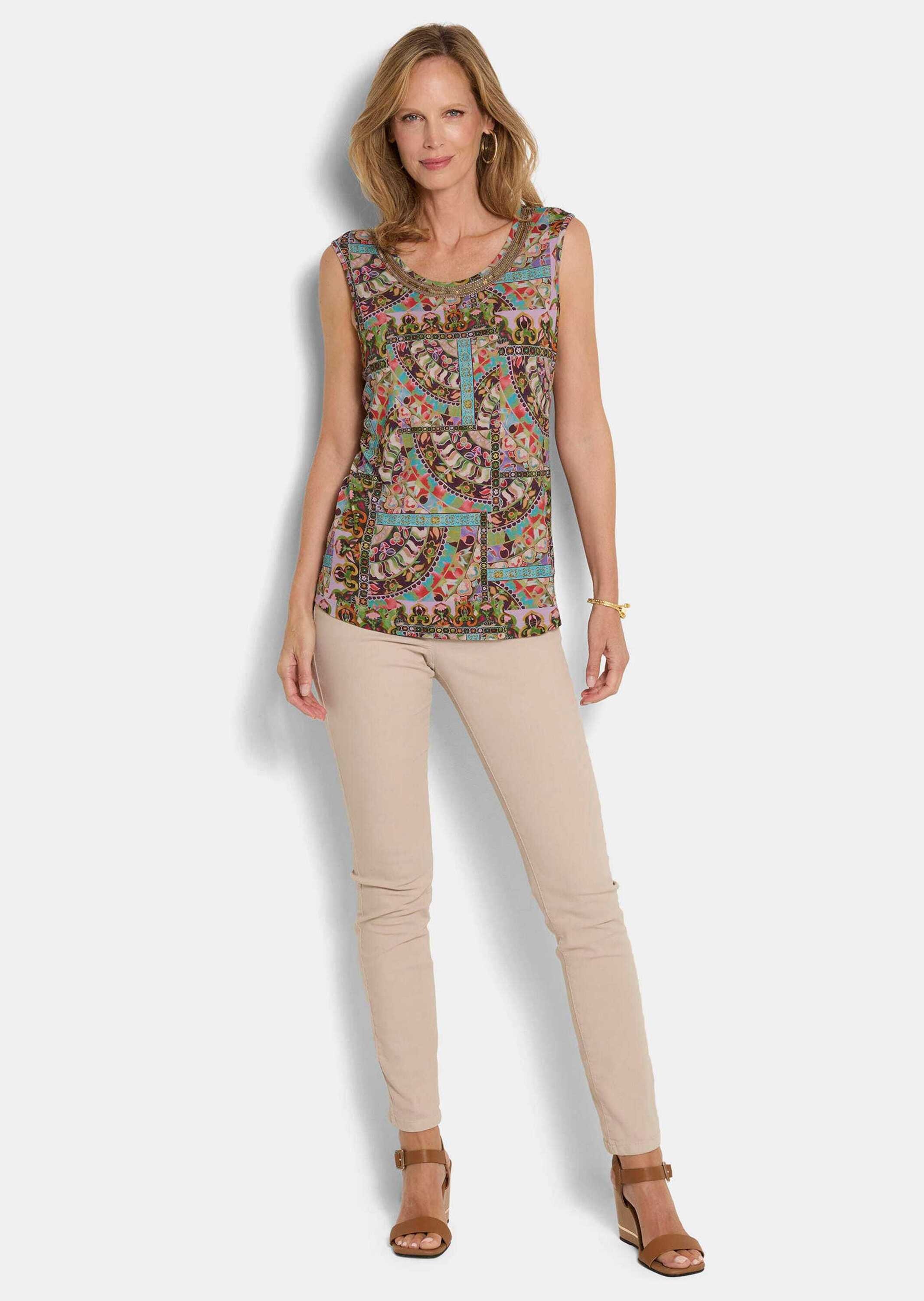 GOLDNER Trägertop "Viskoseshirt mit Muster-Mix" aufwendige Paillettensticke günstig online kaufen